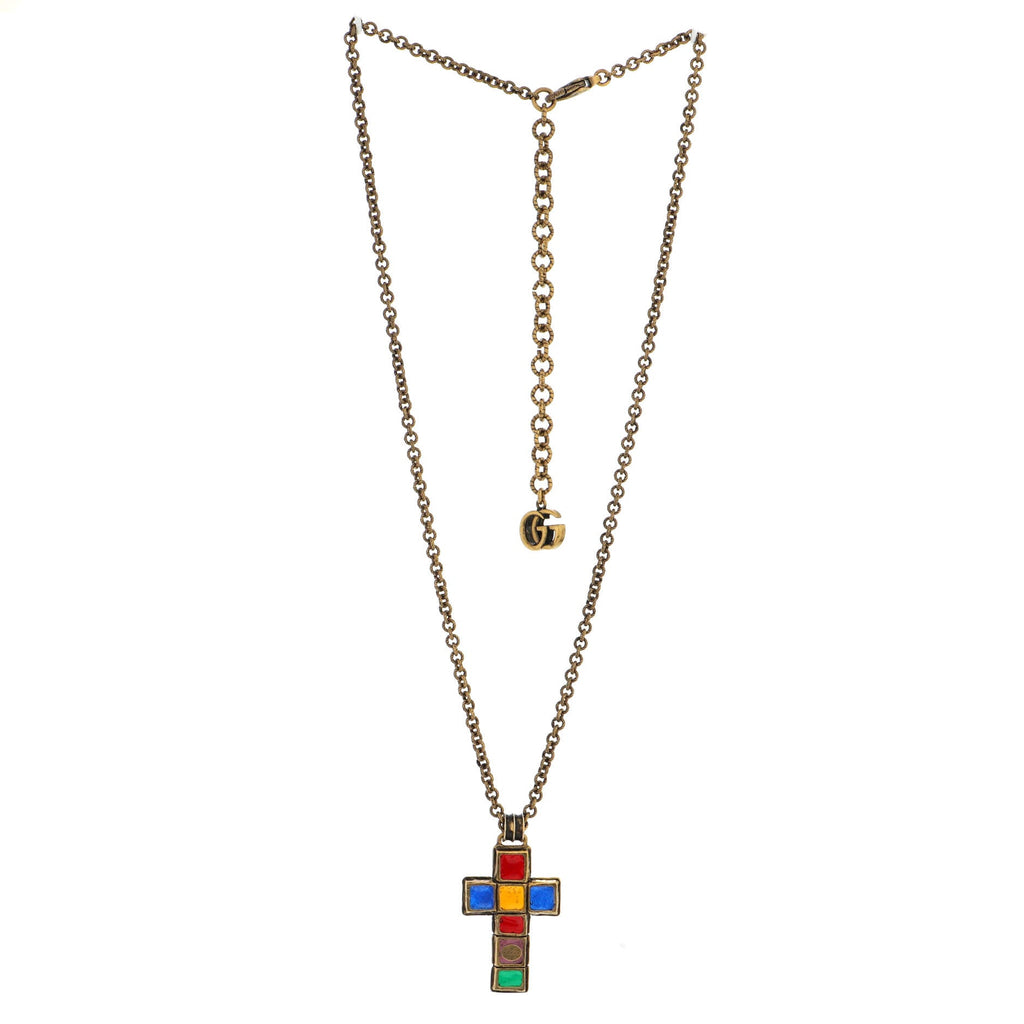 Cross Pendant Necklace Metal with Resin