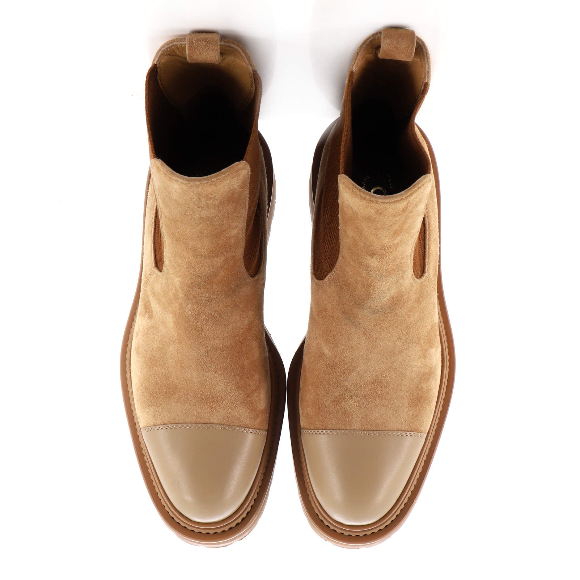 Women's Cap Toe Chelsea Boots Suede with Leather