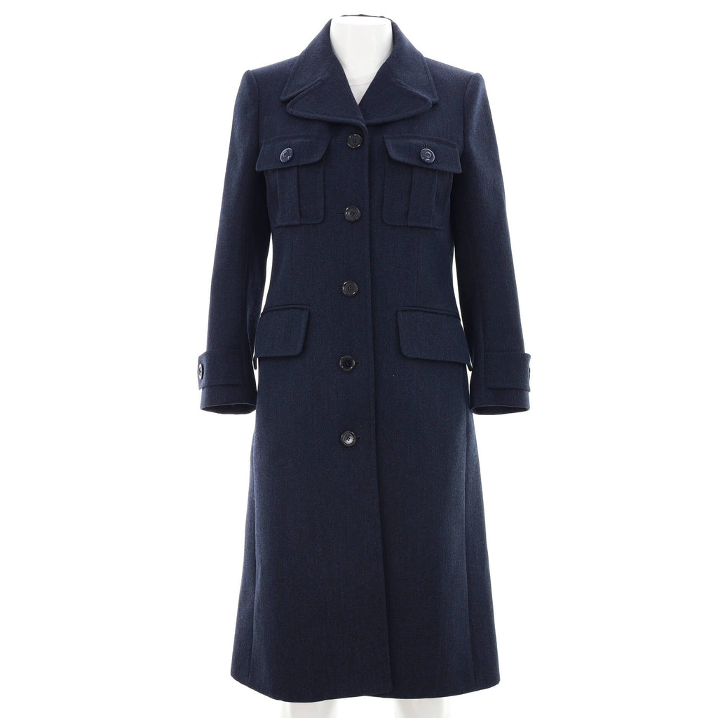 Women's Four Pocket Button Long Coat Wool
