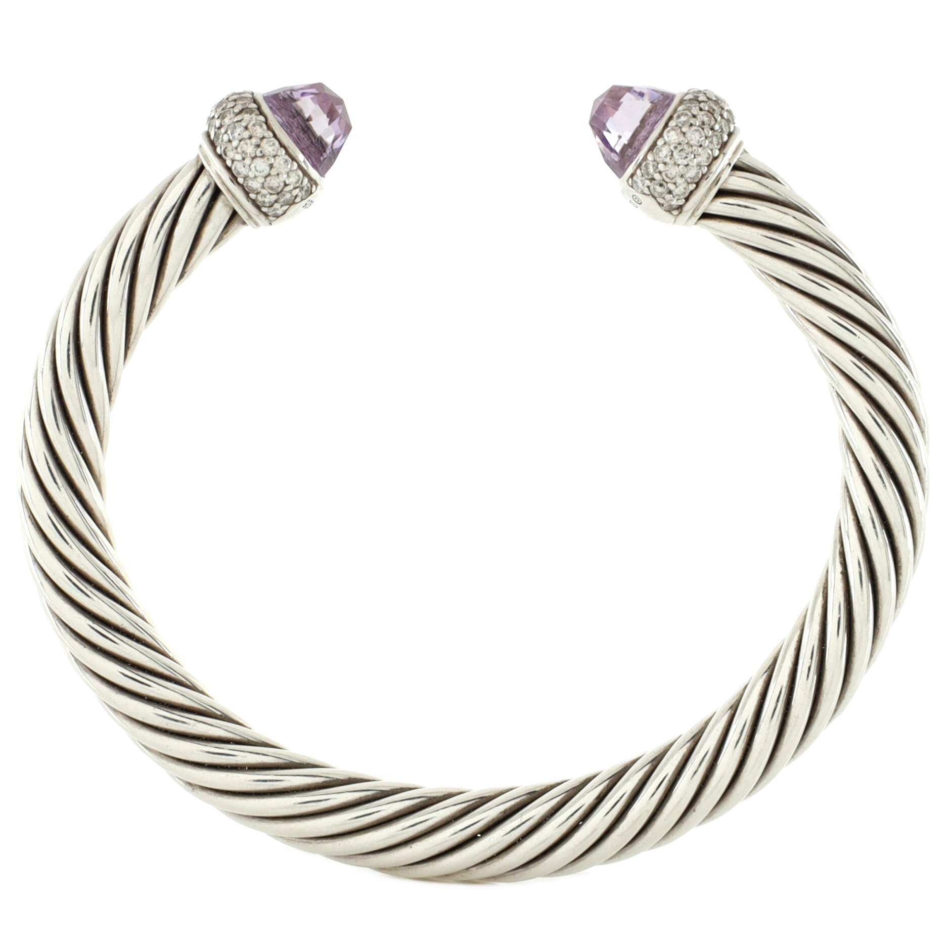 Cable Classic Bracelet Sterling Silver with Amethyst and Diamonds 7mm
