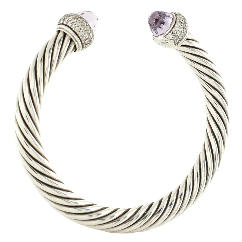 Cable Classic Bracelet Sterling Silver with Amethyst and Diamonds 7mm