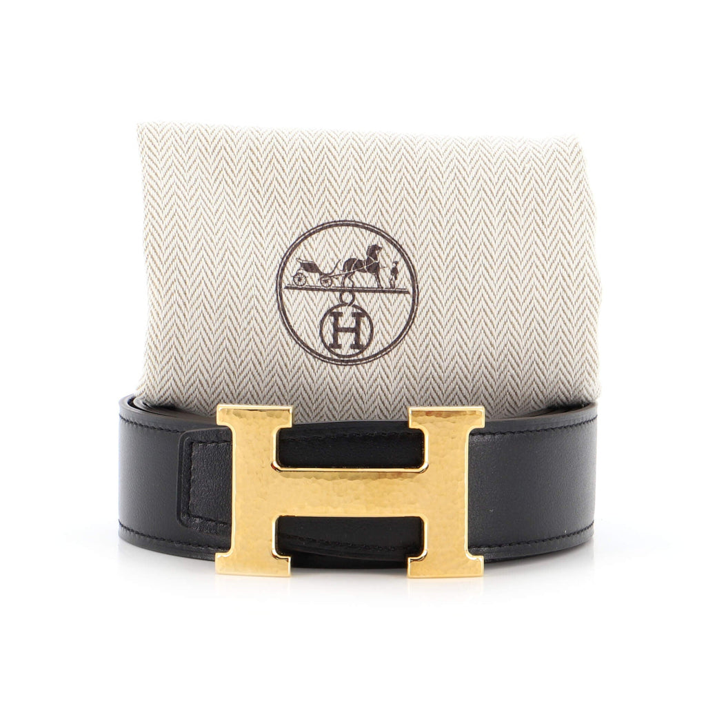 Constance Martelee H Reversible Belt Leather with Hammered Hardware Medium 115