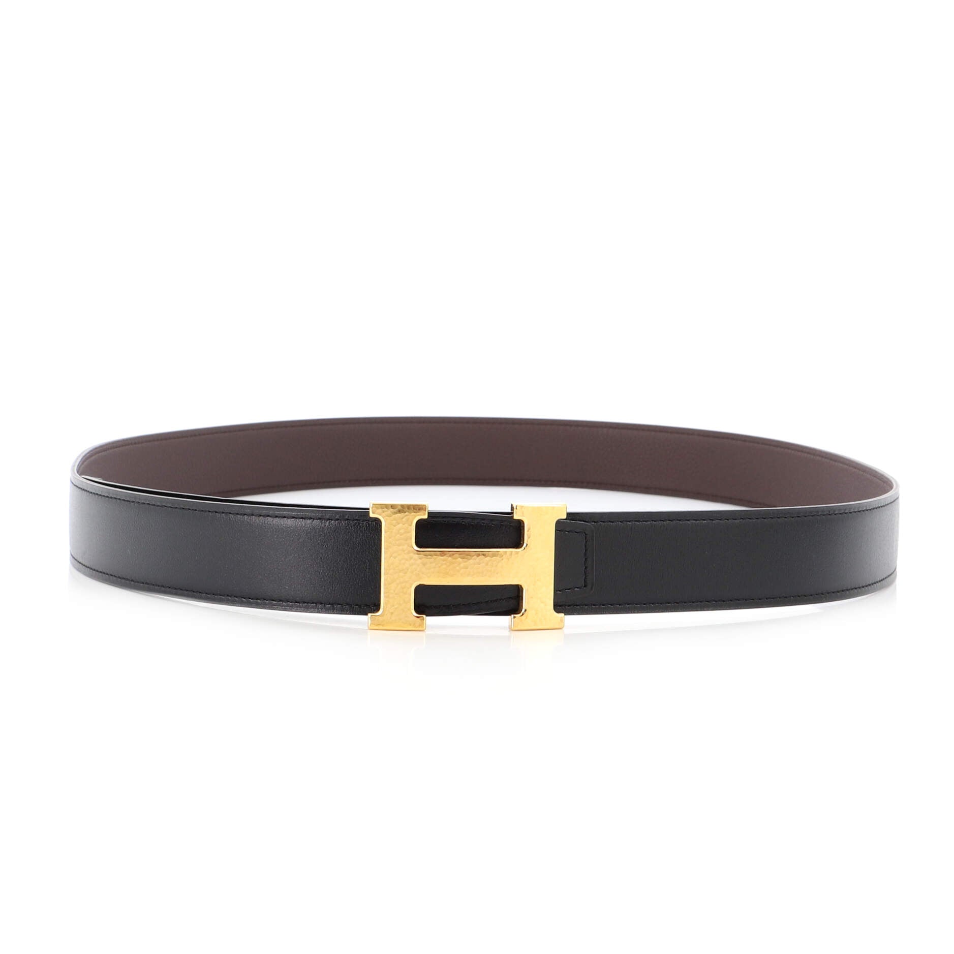 Constance Martelee H Reversible Belt Leather with Hammered Hardware Medium 115