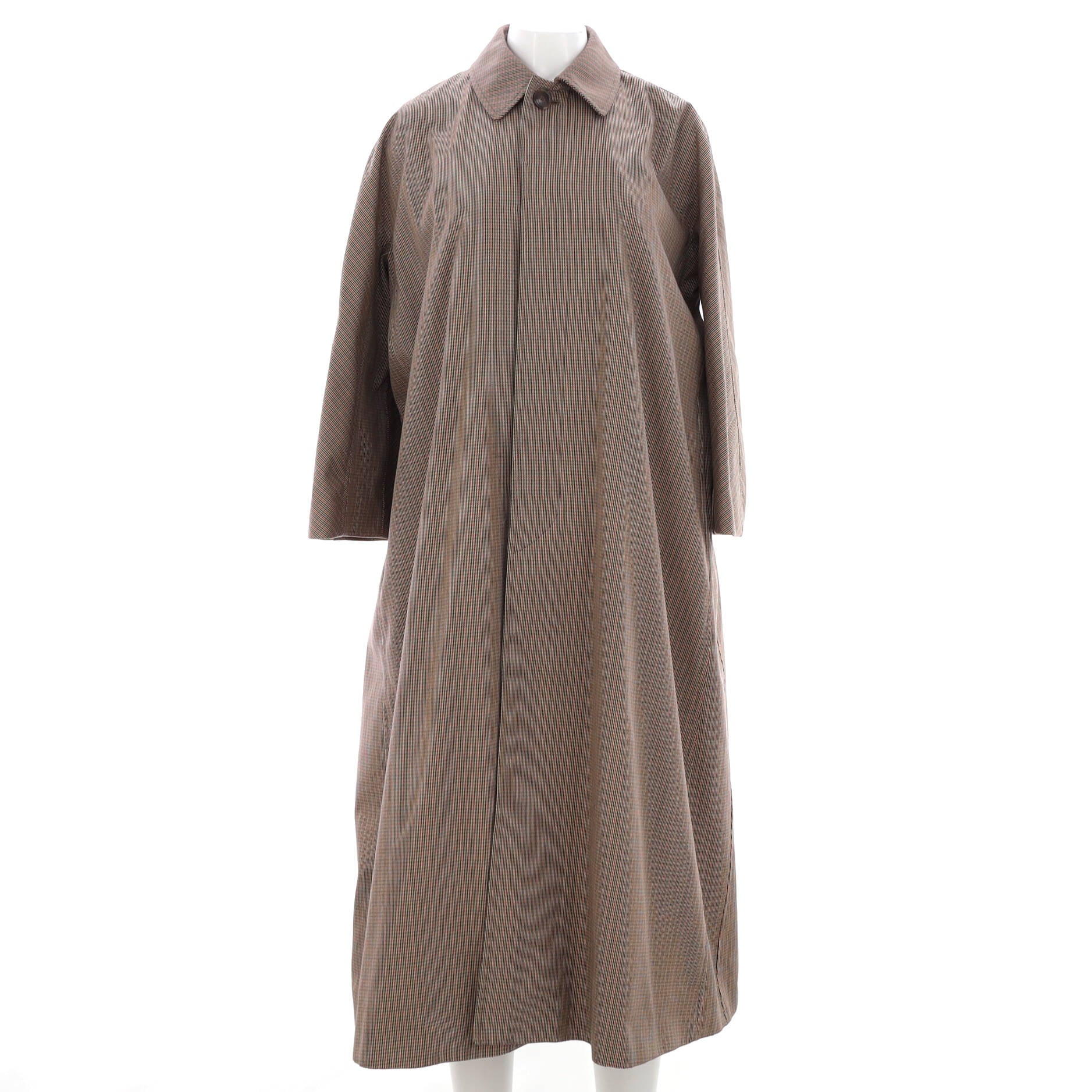 Women's Oversized Button Up Long Coat Plaid Cotton
