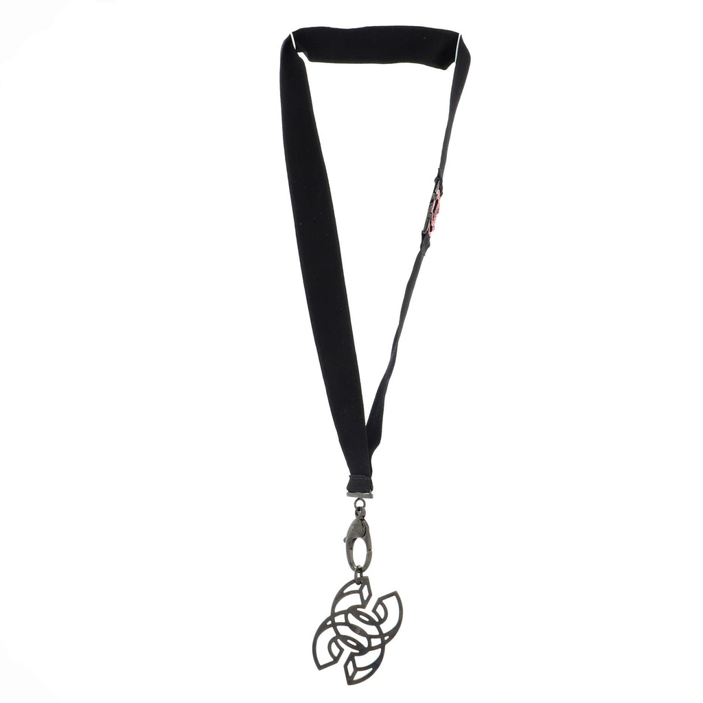 CC Lanyard Necklace Grosgrain with Crystal Embellished Metal
