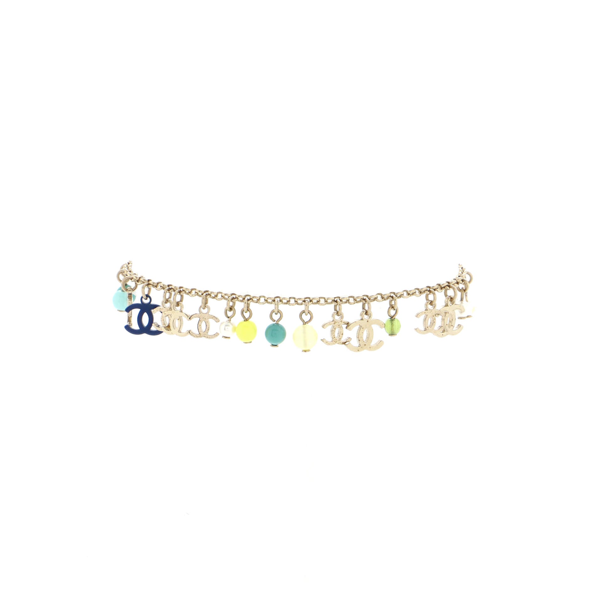 CC Charms Anklet Bracelet Metal with Faux Pearls and Beads