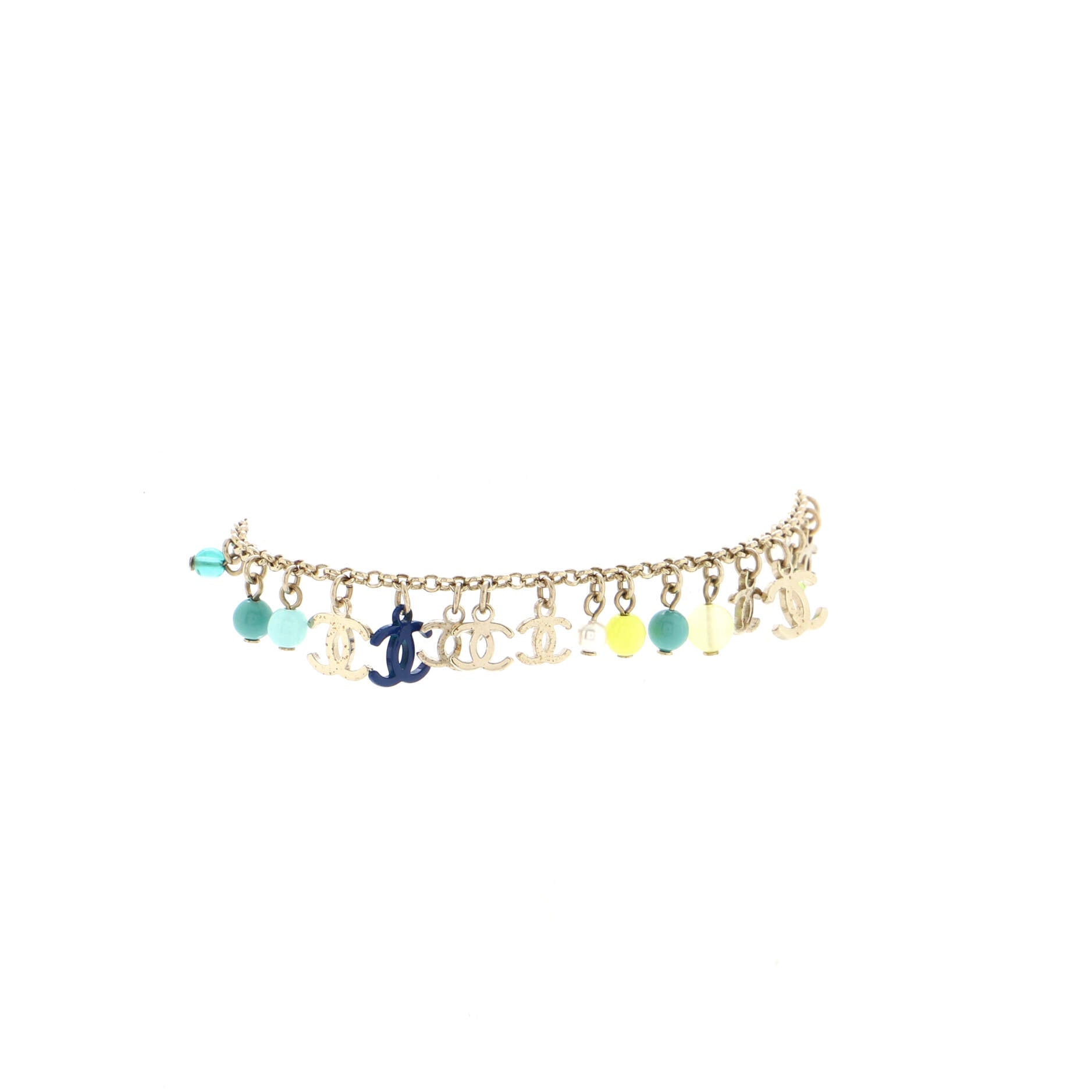 CC Charms Anklet Bracelet Metal with Faux Pearls and Beads