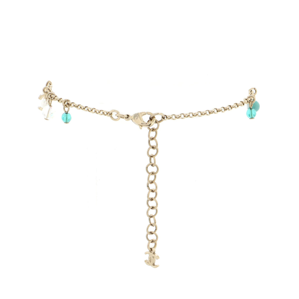 CC Charms Anklet Bracelet Metal with Faux Pearls and Beads