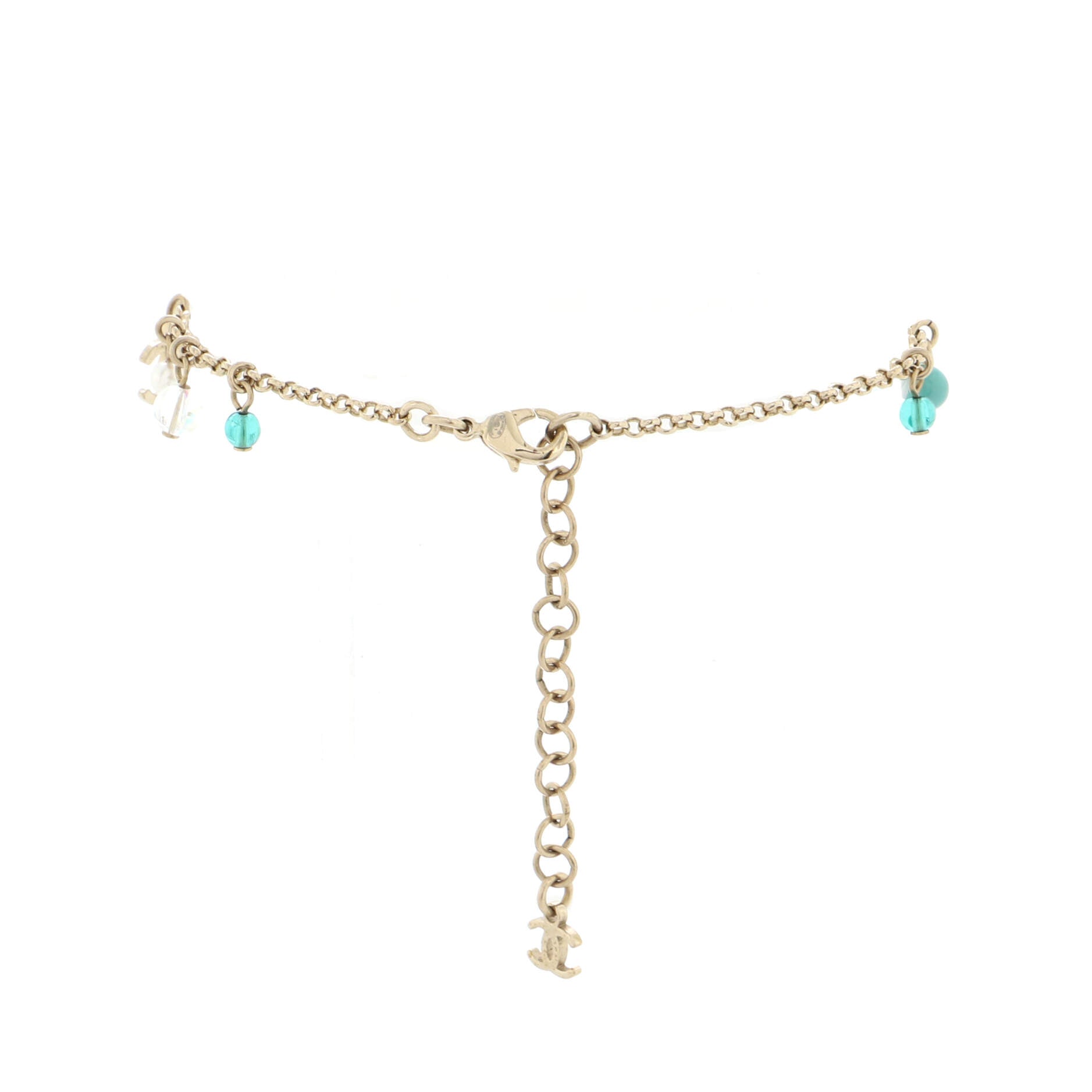 CC Charms Anklet Bracelet Metal with Faux Pearls and Beads