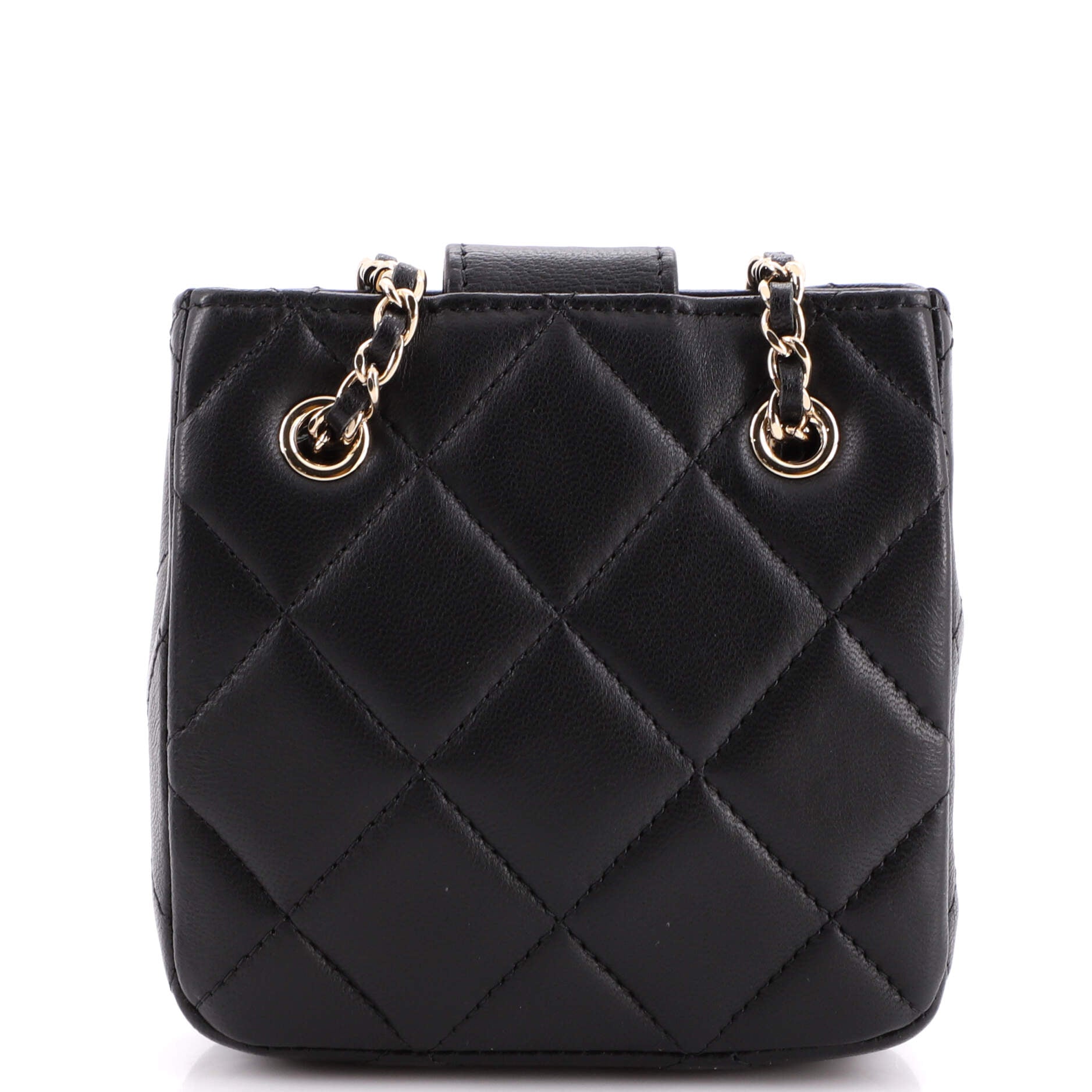 Square Pouch with Chain Quilted Lambskin Mini