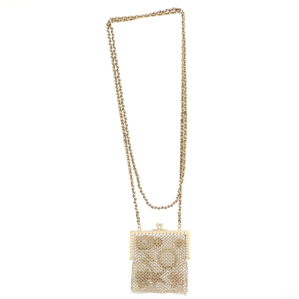 Frame Pouch Chain Necklace Embellished Metal
