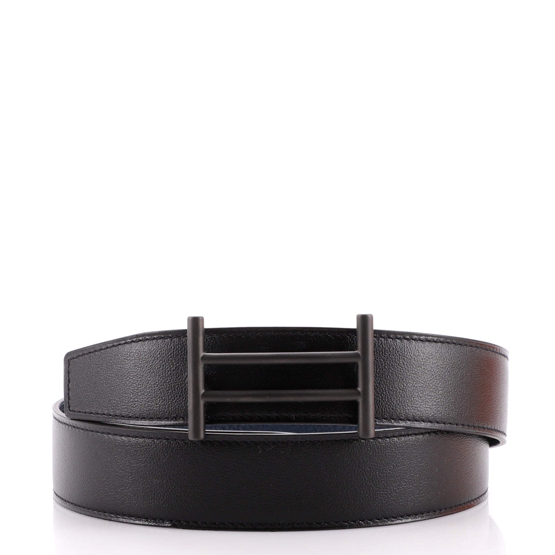 Rider Buckle Reversible Belt Leather with So Black Matte Hardware Medium 105