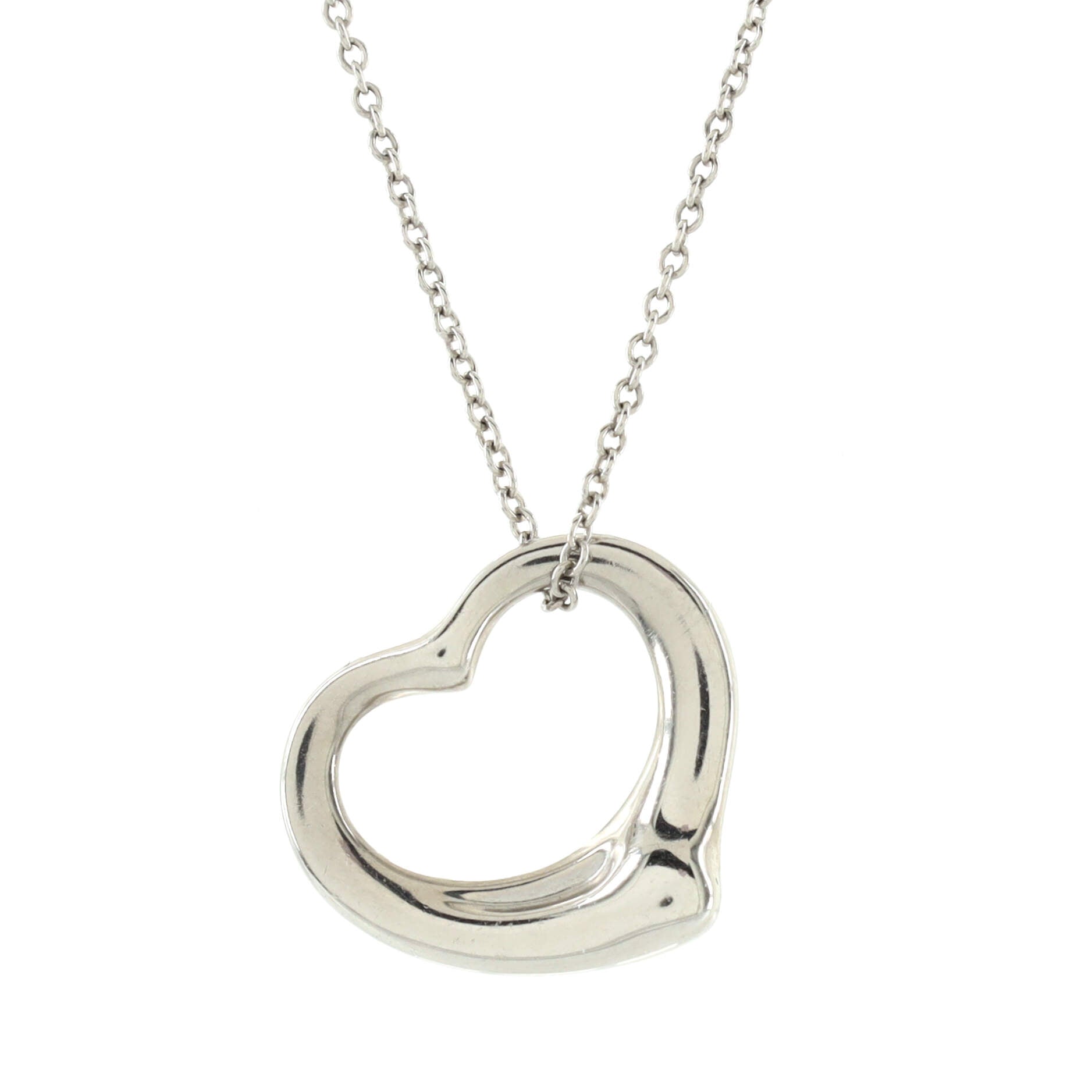 Elsa Peretti Open Heart Pendant Necklace Platinum 16mm