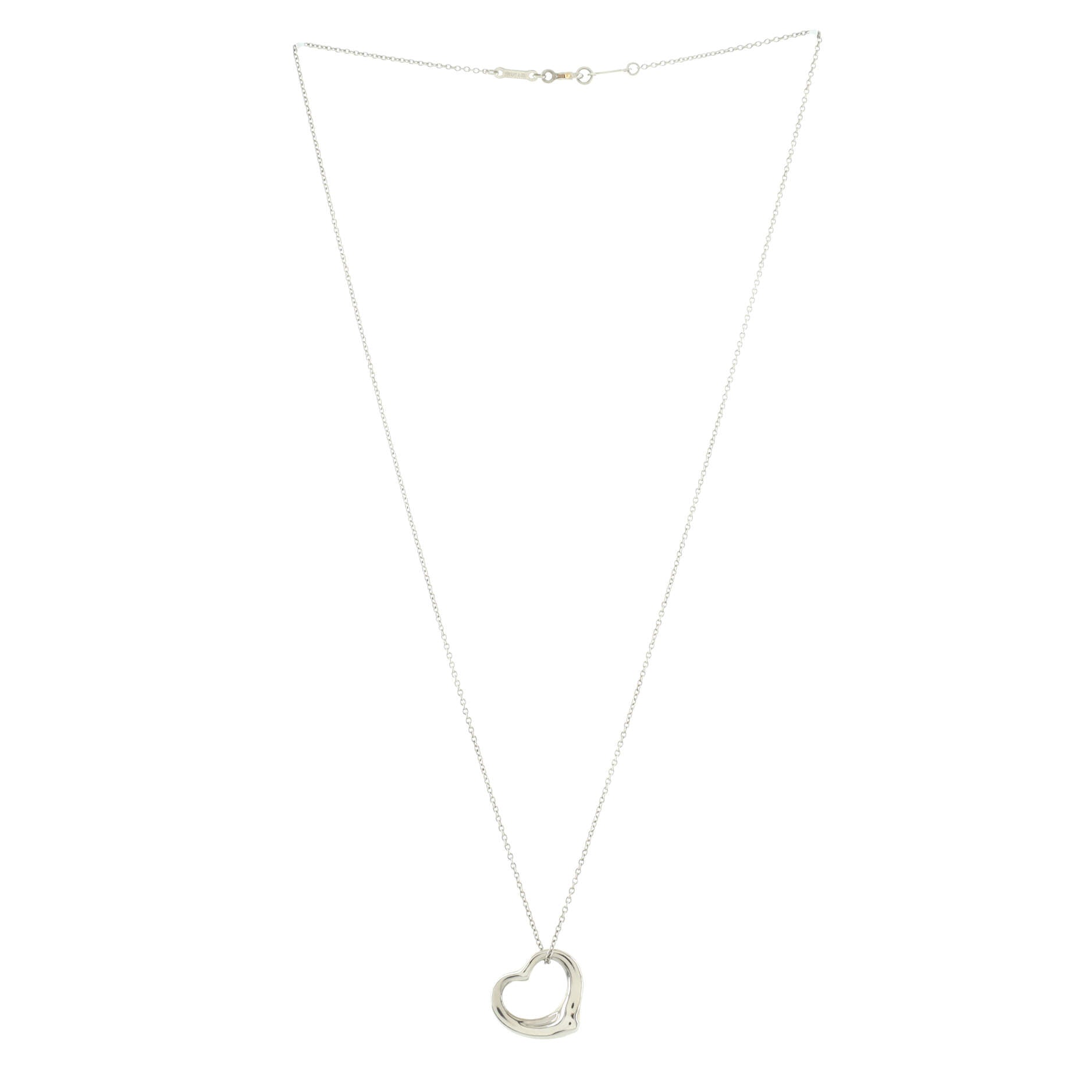 Elsa Peretti Open Heart Pendant Necklace Platinum 16mm