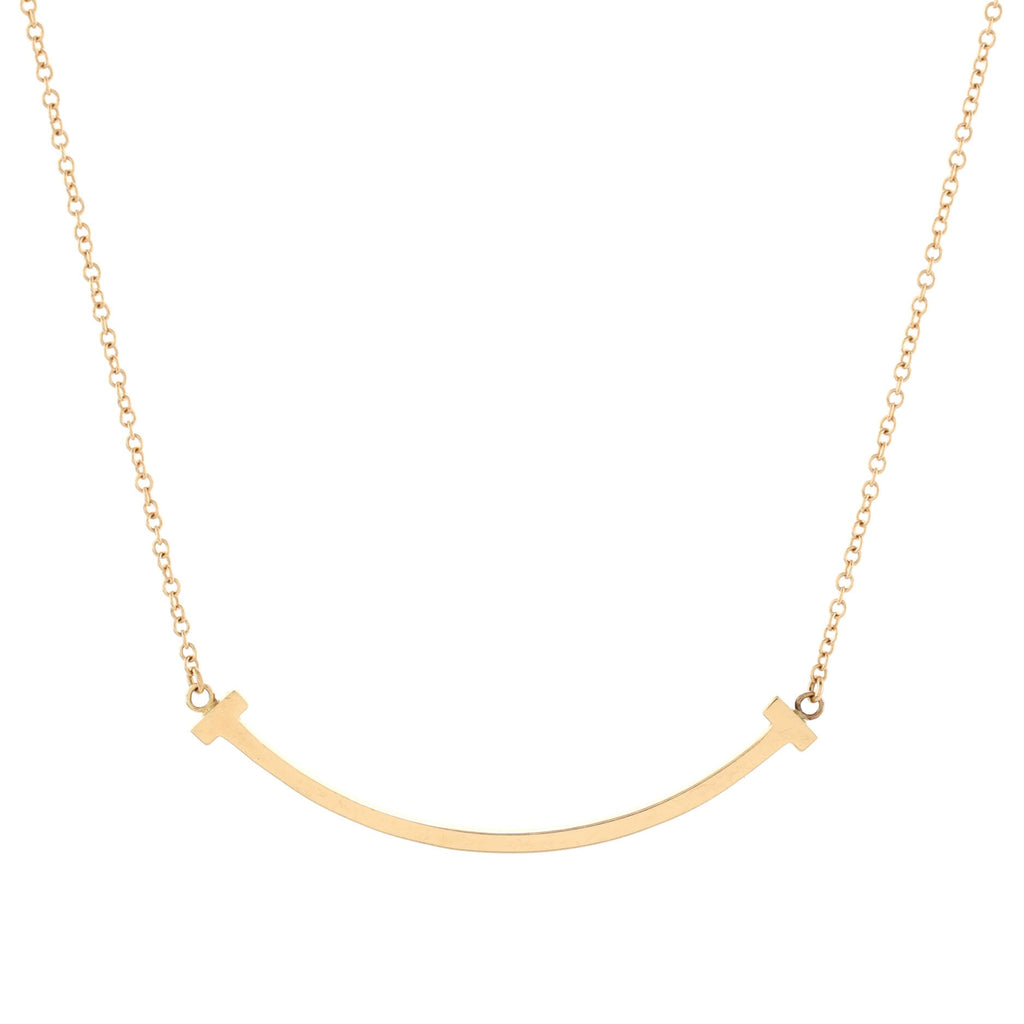 T Smile Pendant Necklace 18K Rose Gold Small