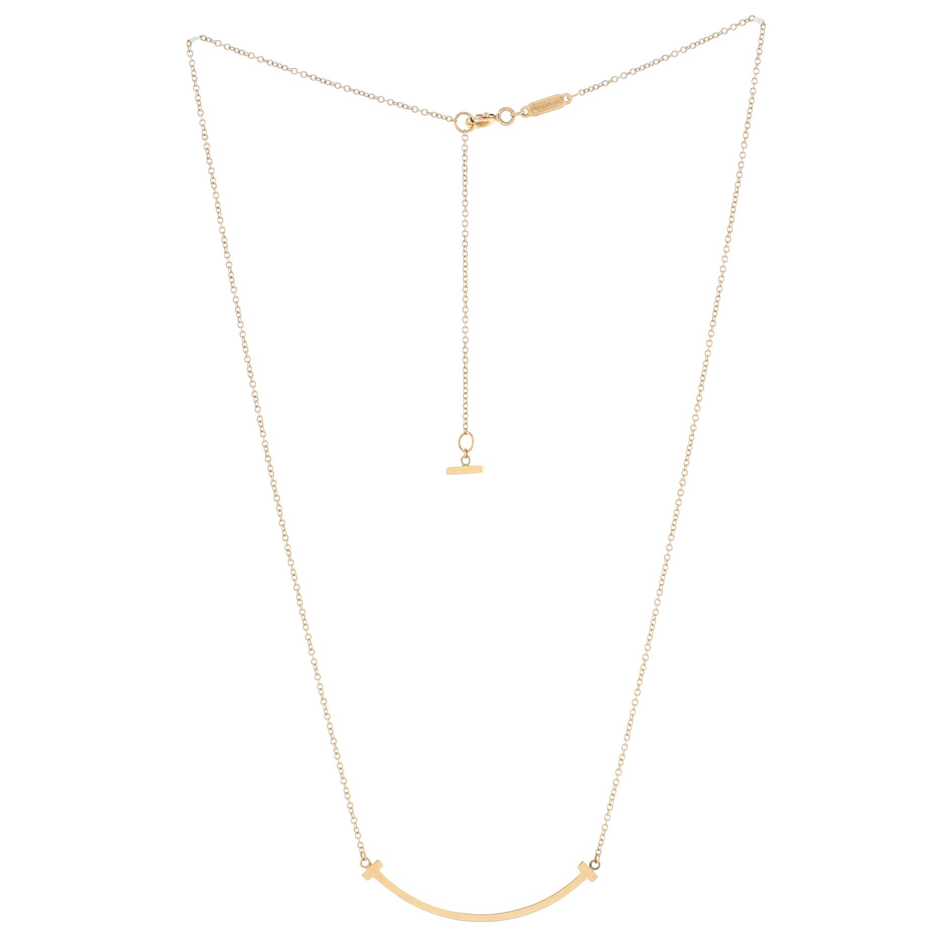 T Smile Pendant Necklace 18K Rose Gold Small