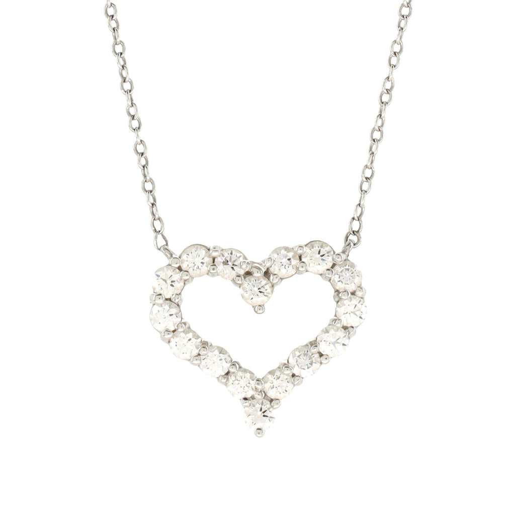 Sentimental Heart Necklace Platinum with Diamonds Small
