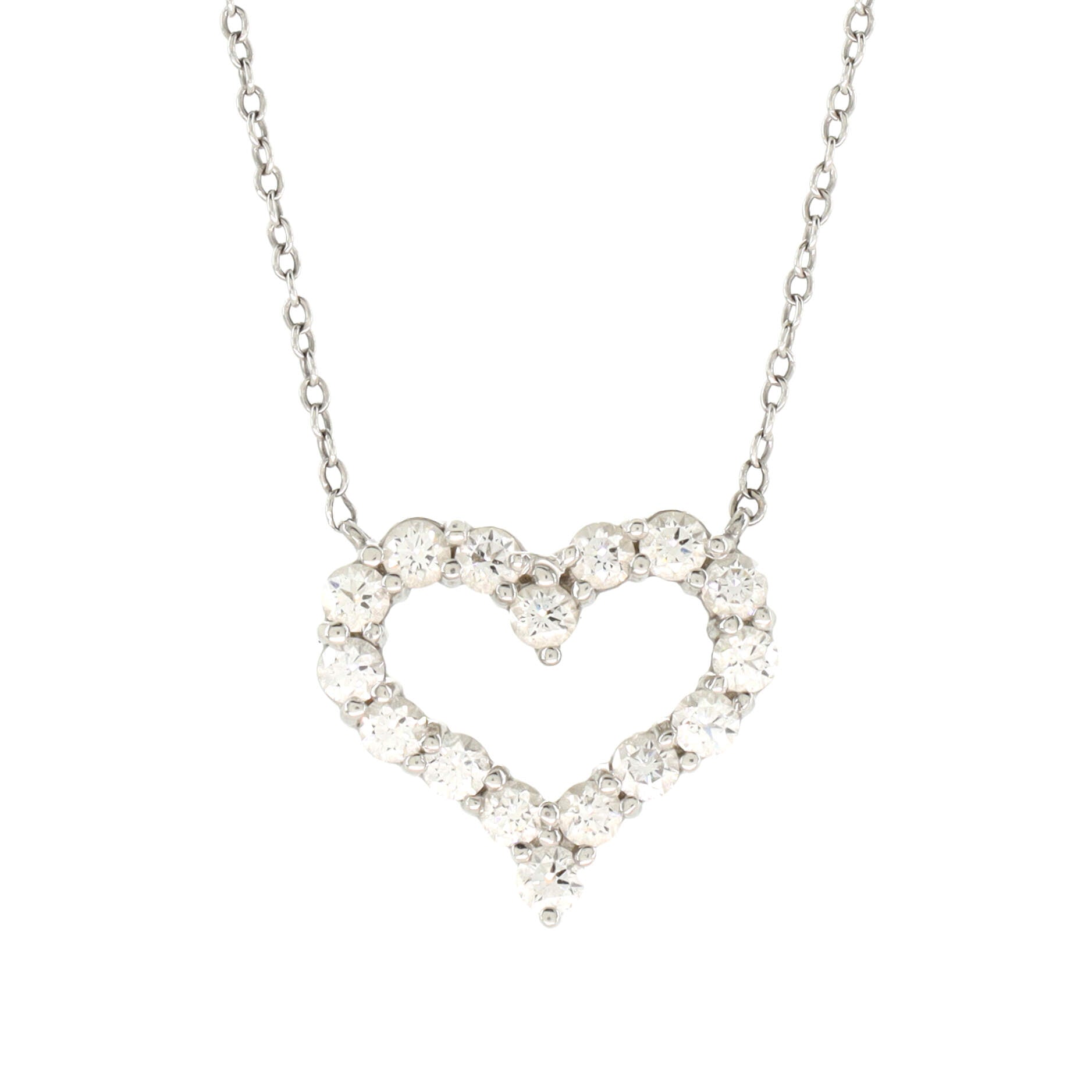 Sentimental Heart Necklace Platinum with Diamonds Small