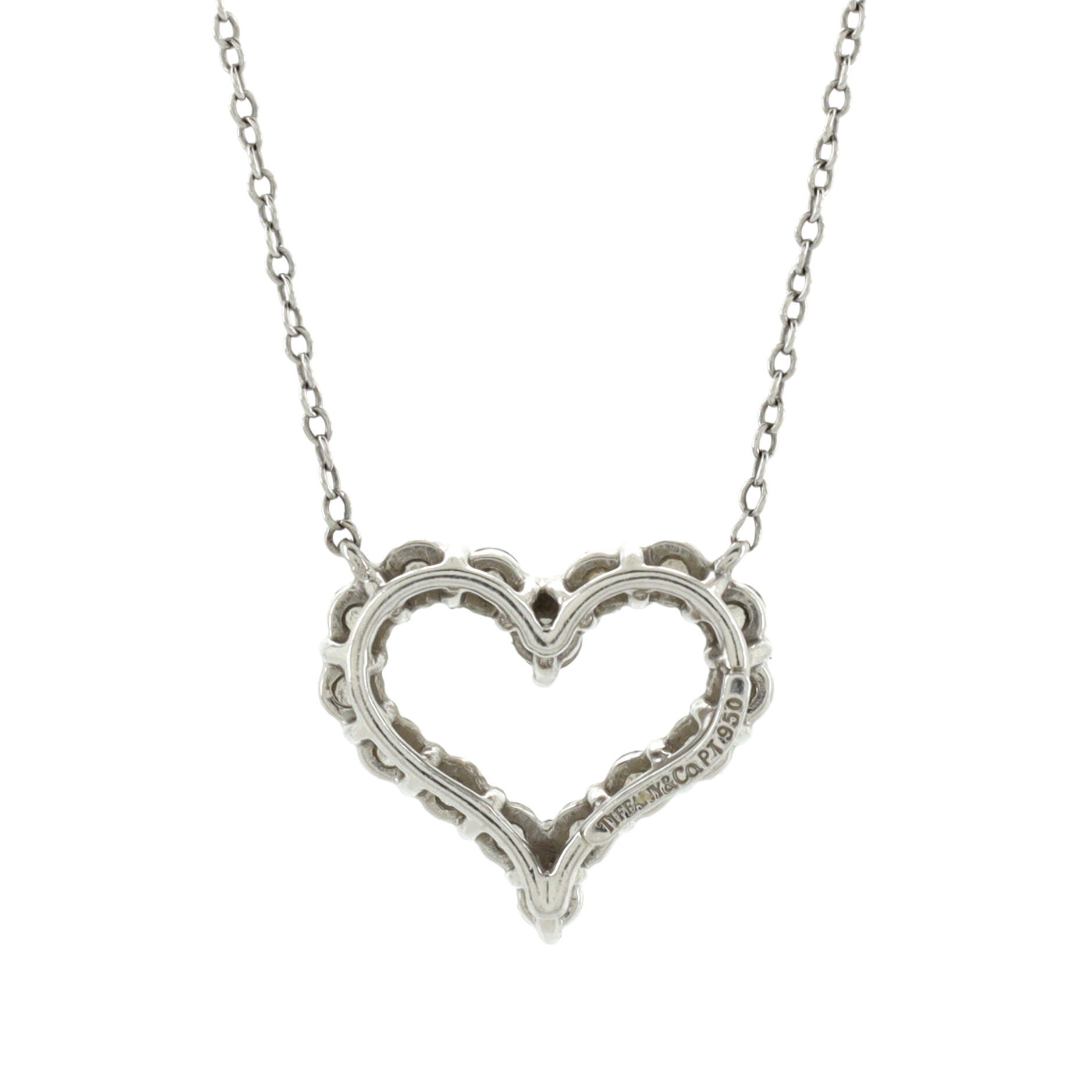 Sentimental Heart Necklace Platinum with Diamonds Small
