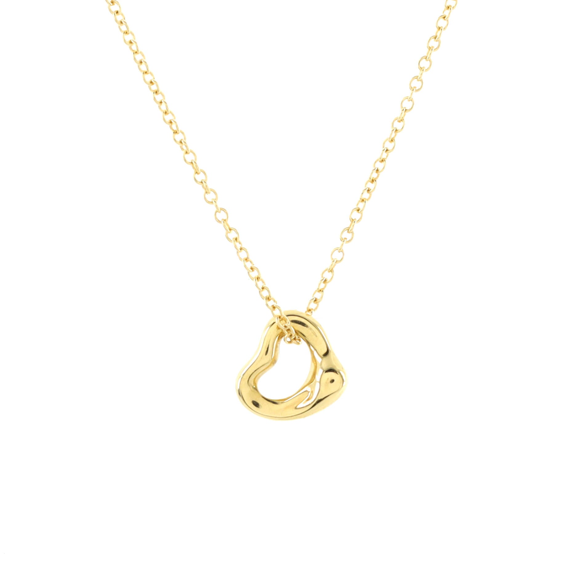 Elsa Peretti Open Heart Pendant Necklace 18K Yellow Gold 7mm