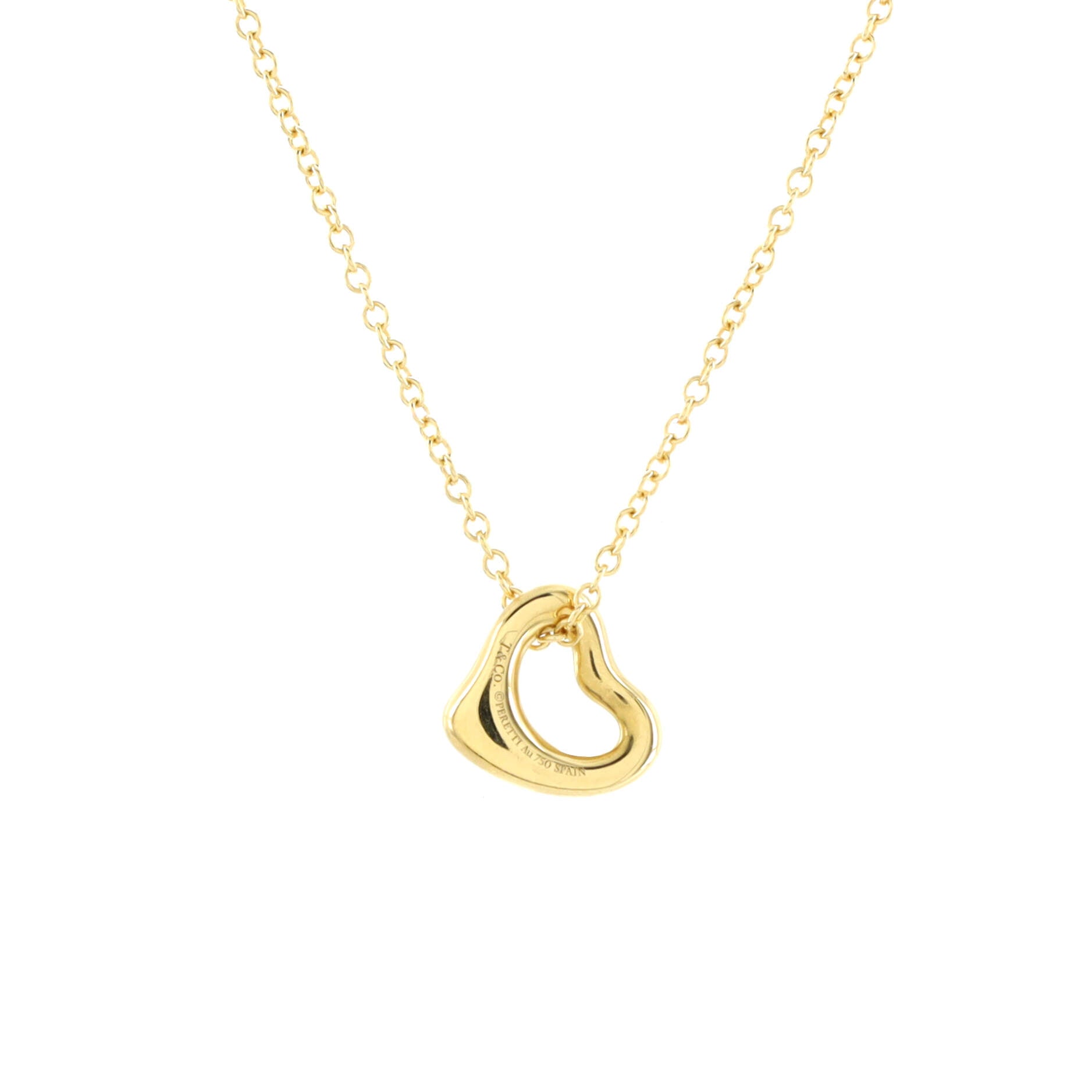 Elsa Peretti Open Heart Pendant Necklace 18K Yellow Gold 7mm