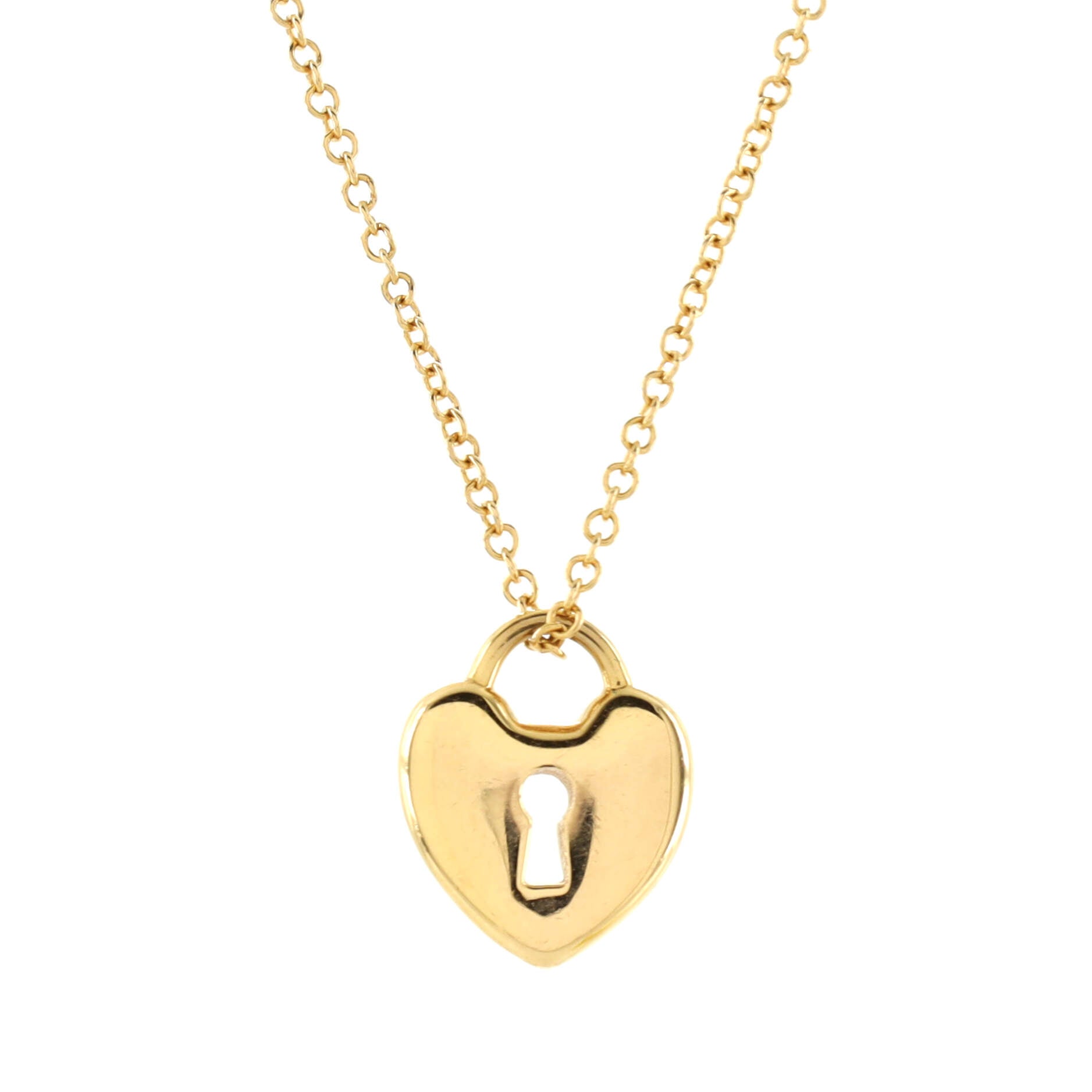 Heart Lock Pendant Necklace 18K Yellow Gold