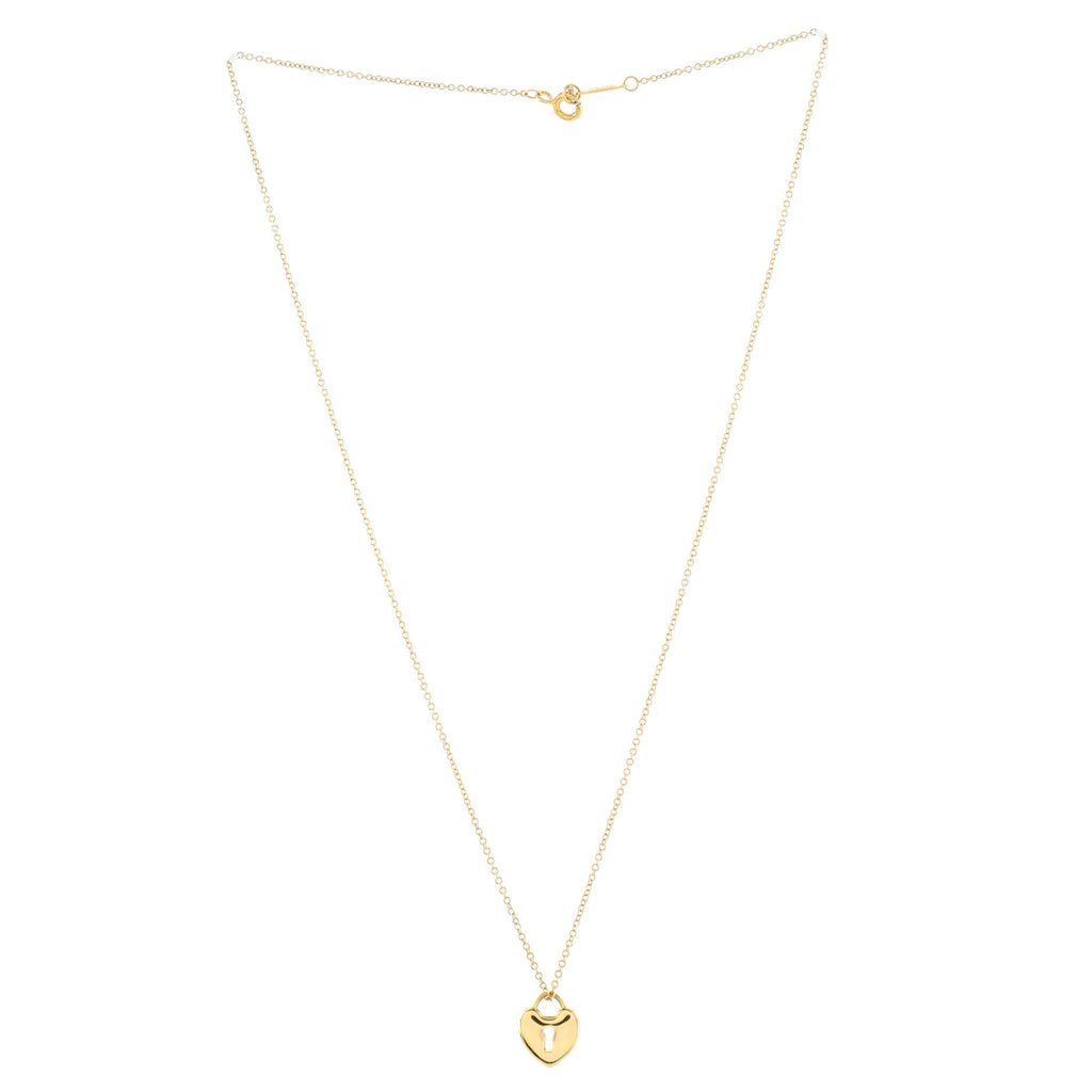 Heart Lock Pendant Necklace 18K Yellow Gold