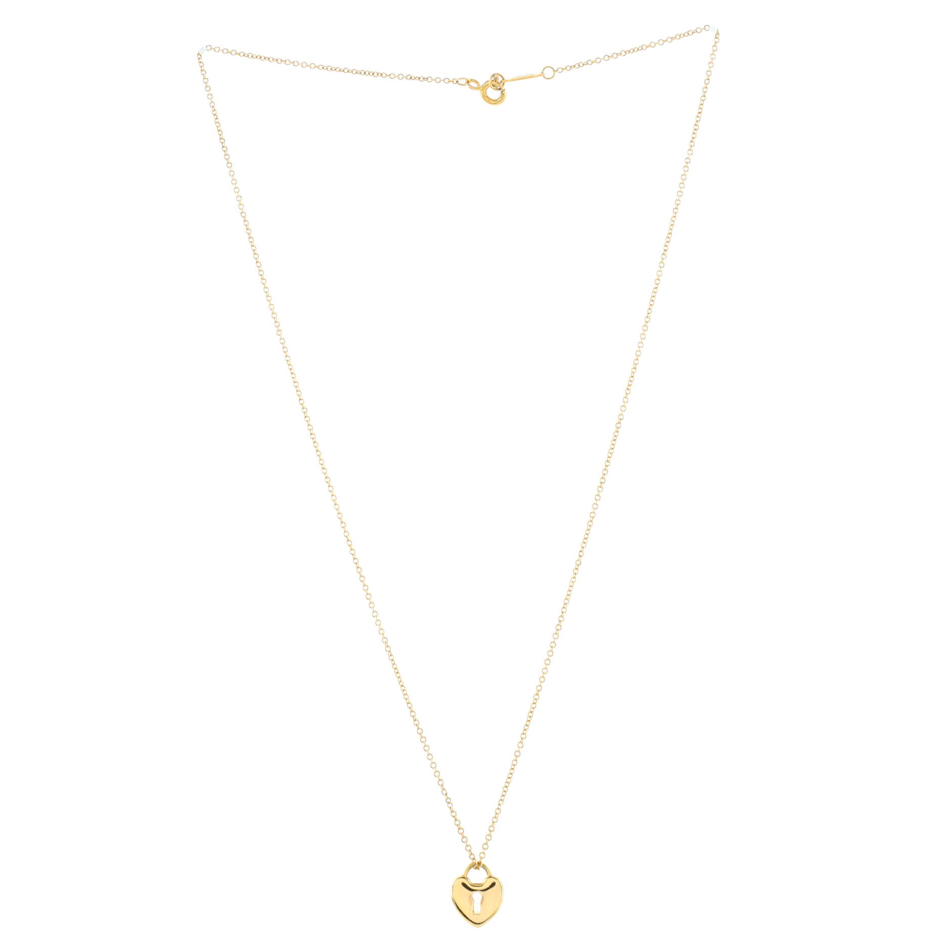 Heart Lock Pendant Necklace 18K Yellow Gold