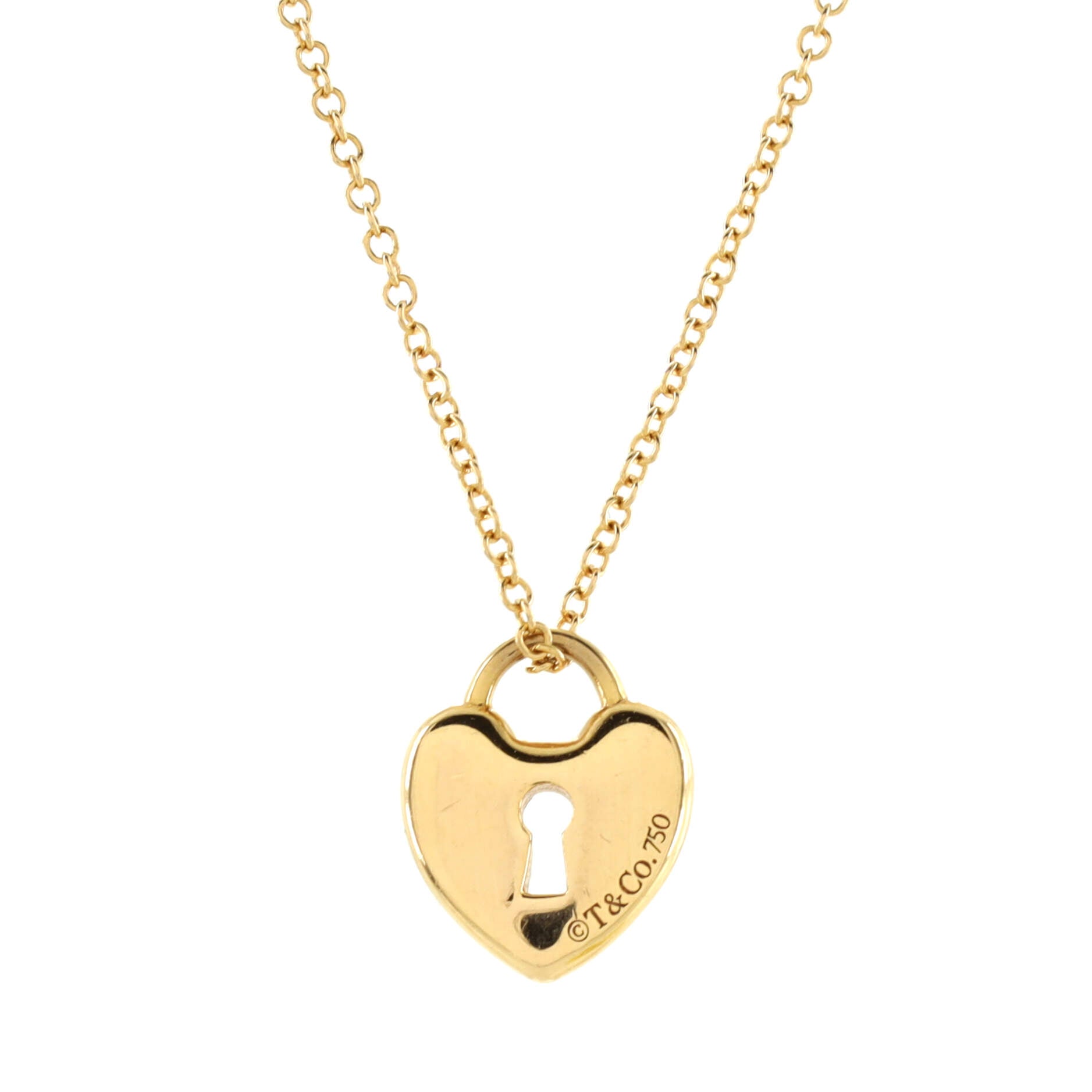 Heart Lock Pendant Necklace 18K Yellow Gold