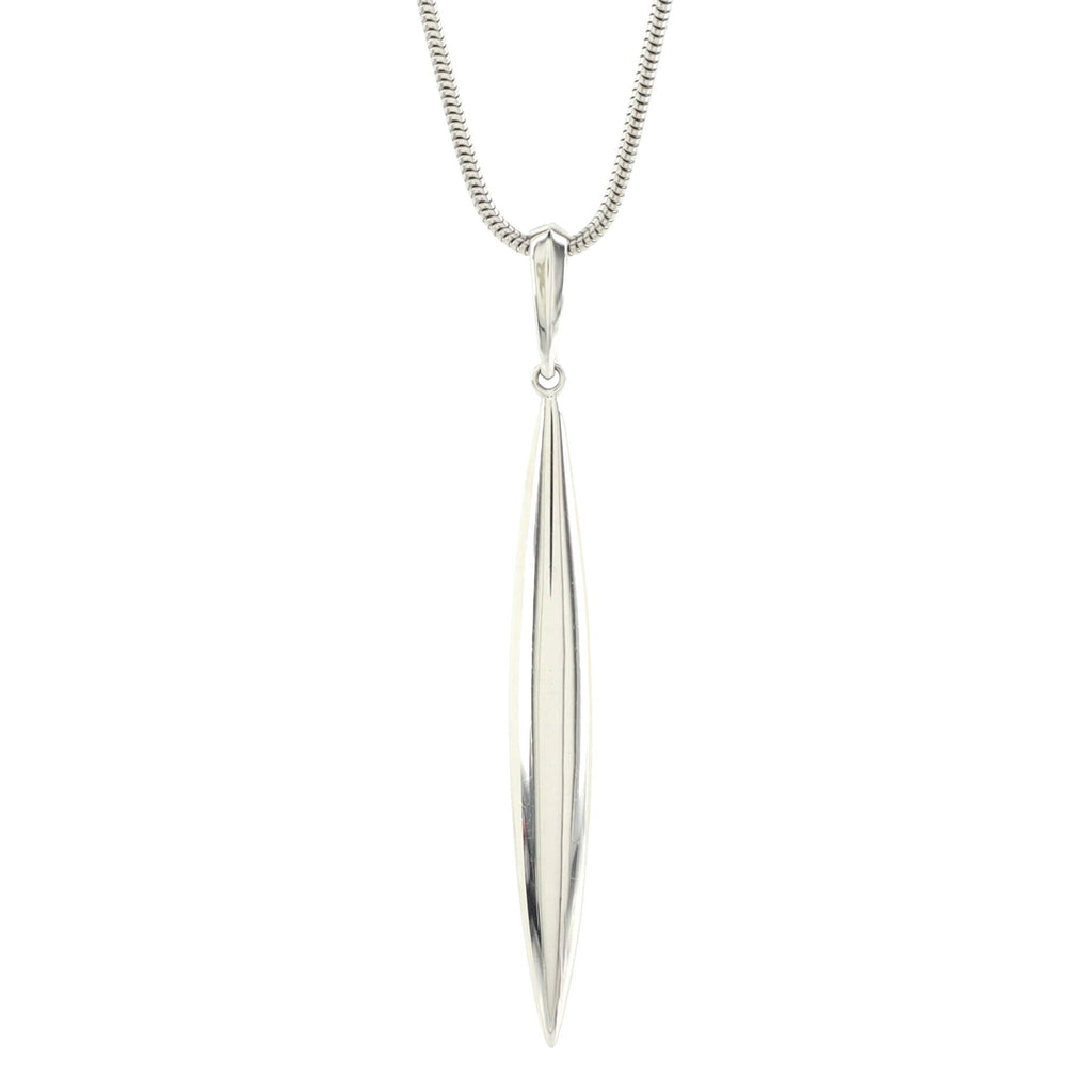 Feather Pendant Necklace 18K White Gold