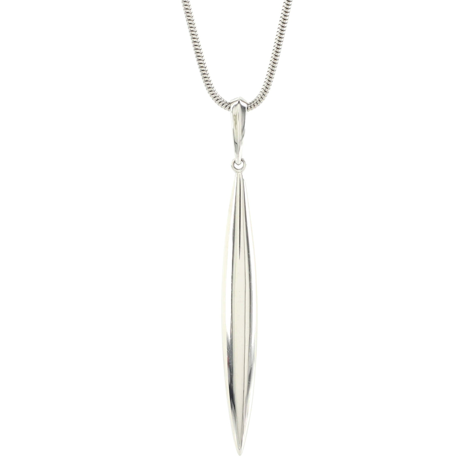 Feather Pendant Necklace 18K White Gold