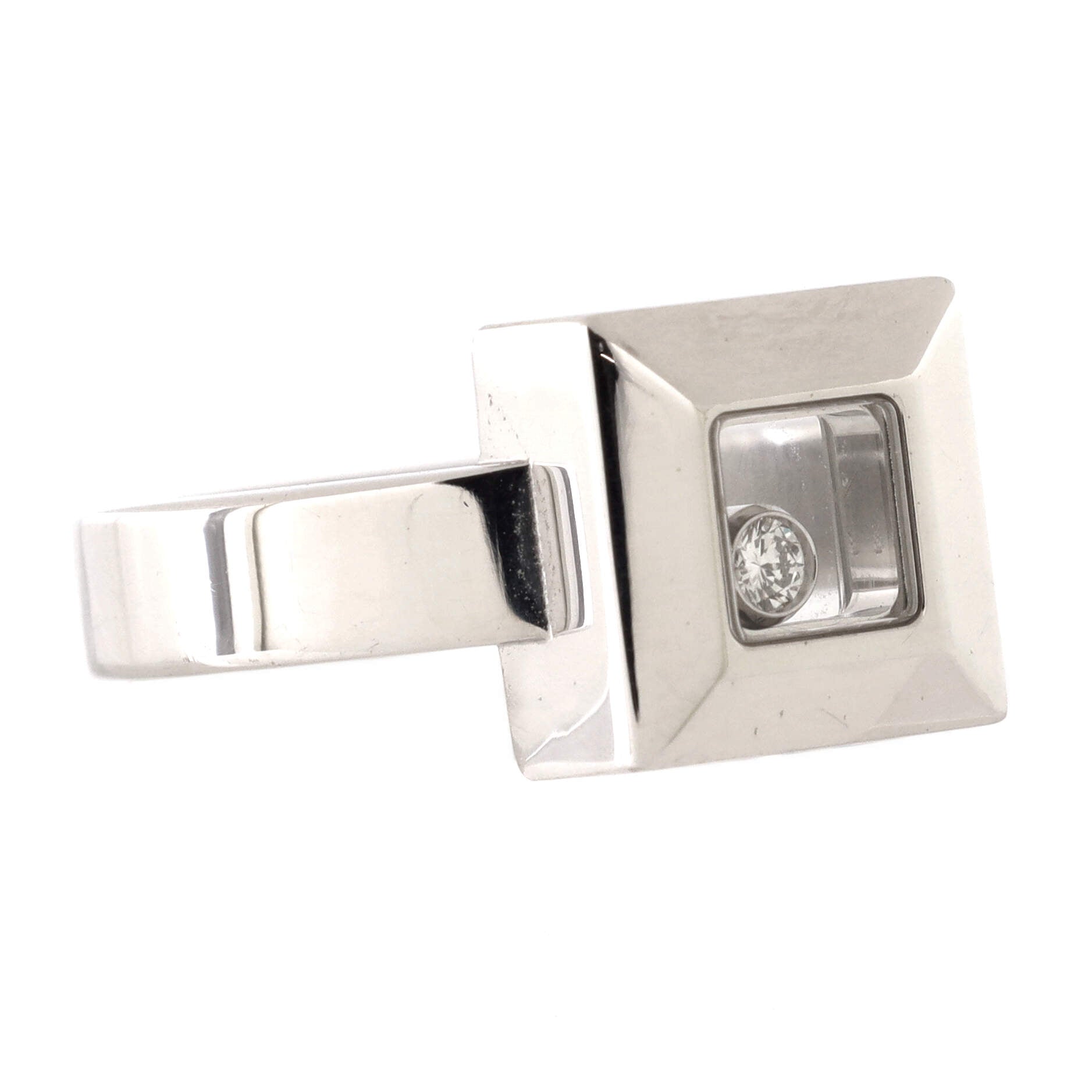 Happy Diamonds 1 Diamond Square Ring 18K White Gold and Diamond