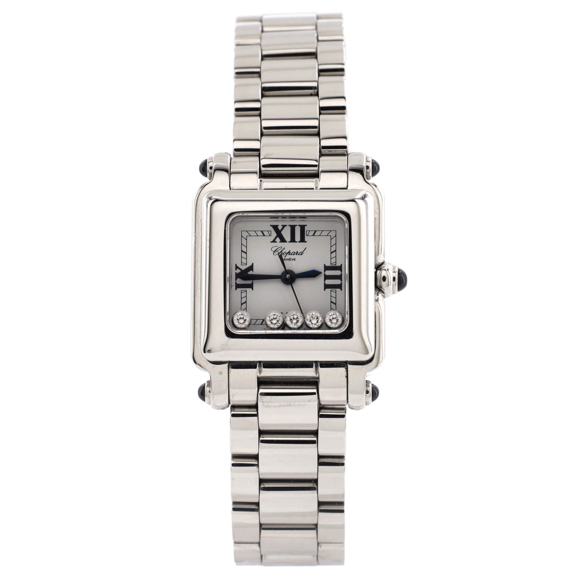 Happy Sport Square Quartz Watch Stainless Steel with Floating Diamonds 23