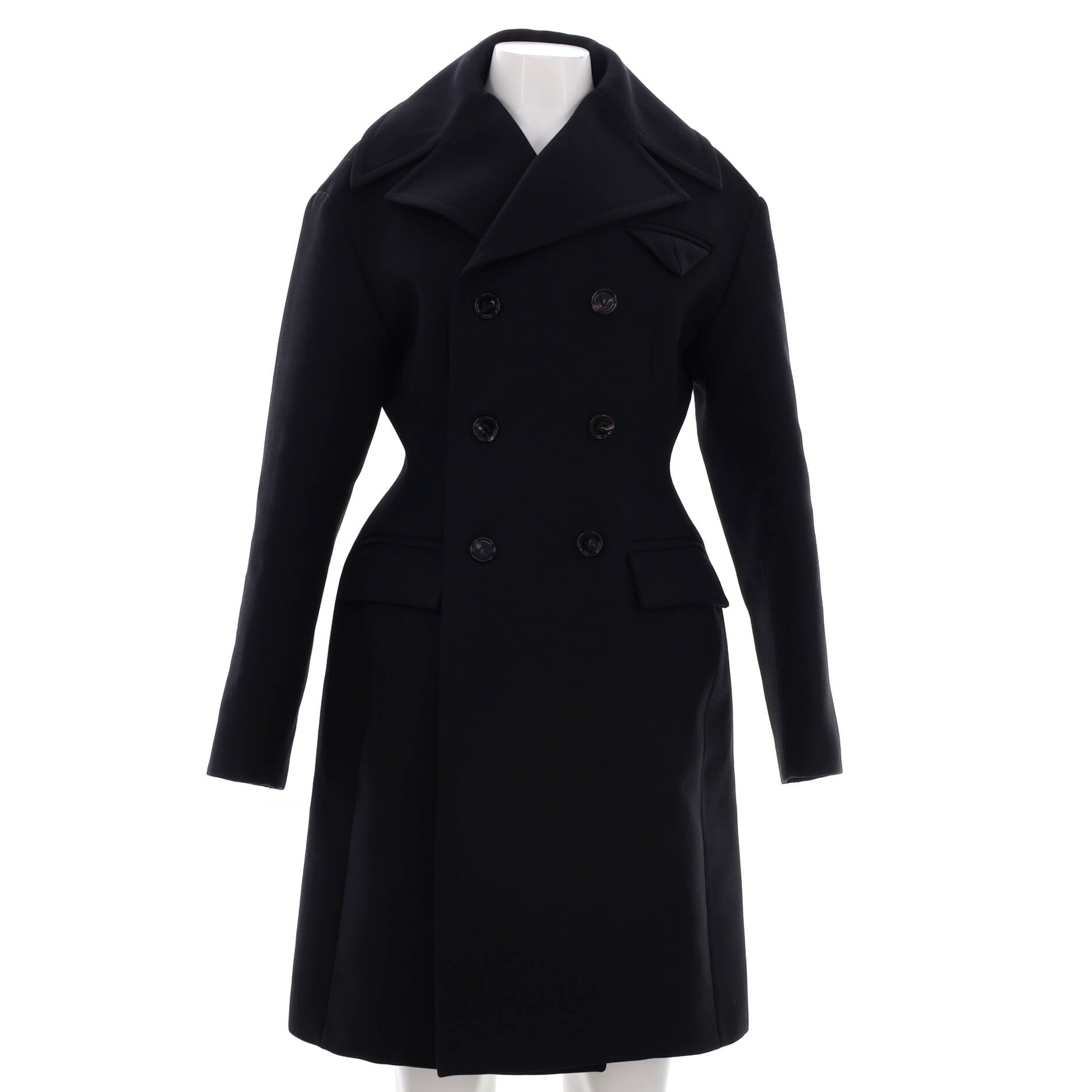 Women's Double Breasted Long Coat Acrylic Blend