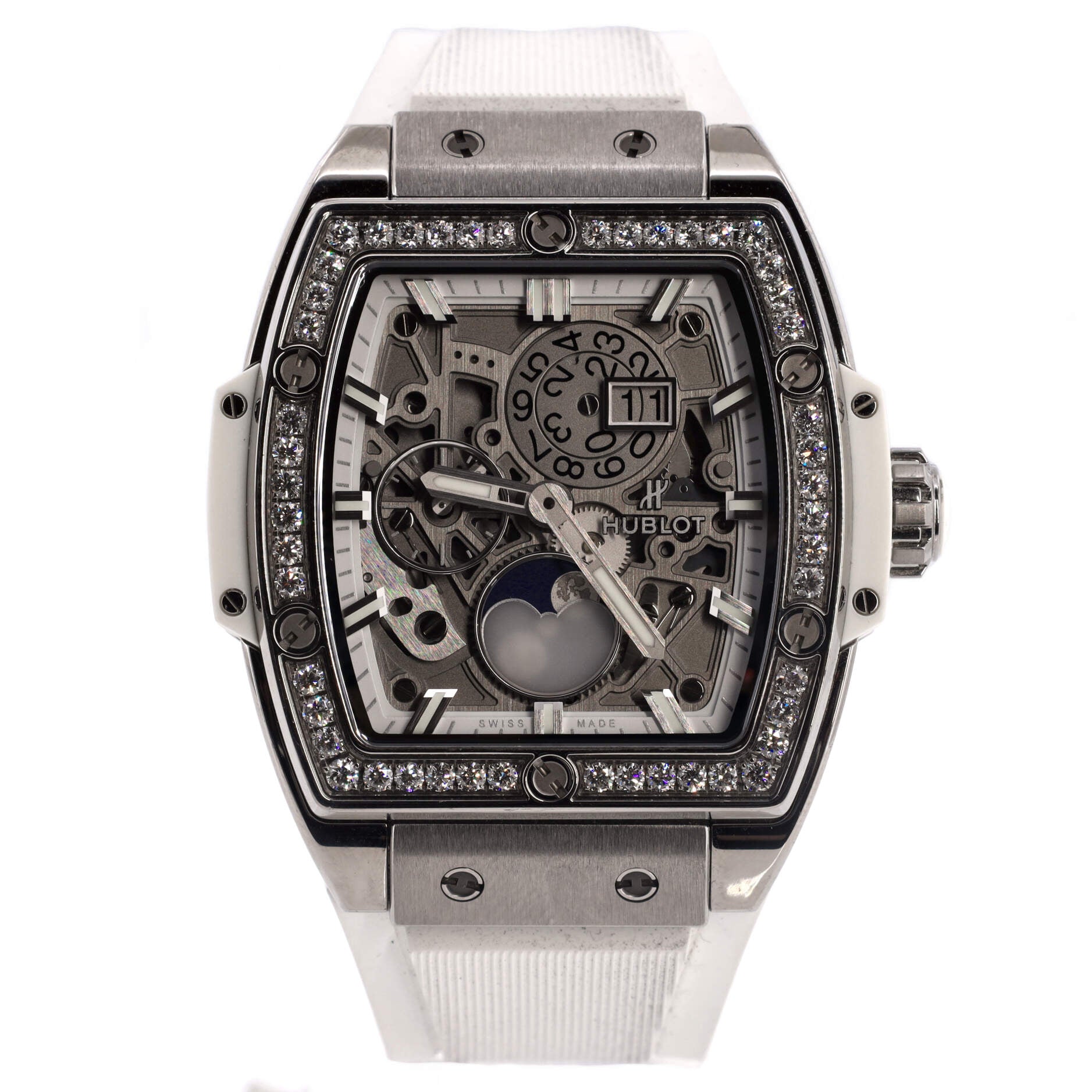 Spirit of Big Bang Moonphase Chronograph Automatic Watch Titanium and Rubber with Diamond Bezel 42