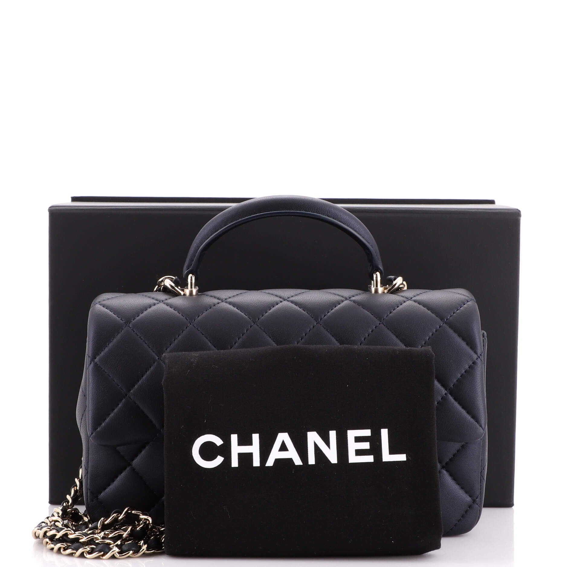 Classic Single Flap Top Handle Bag Quilted Lambskin Mini