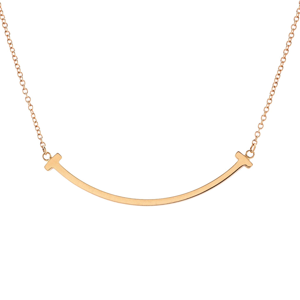 T Smile Pendant Necklace 18K Rose Gold Small