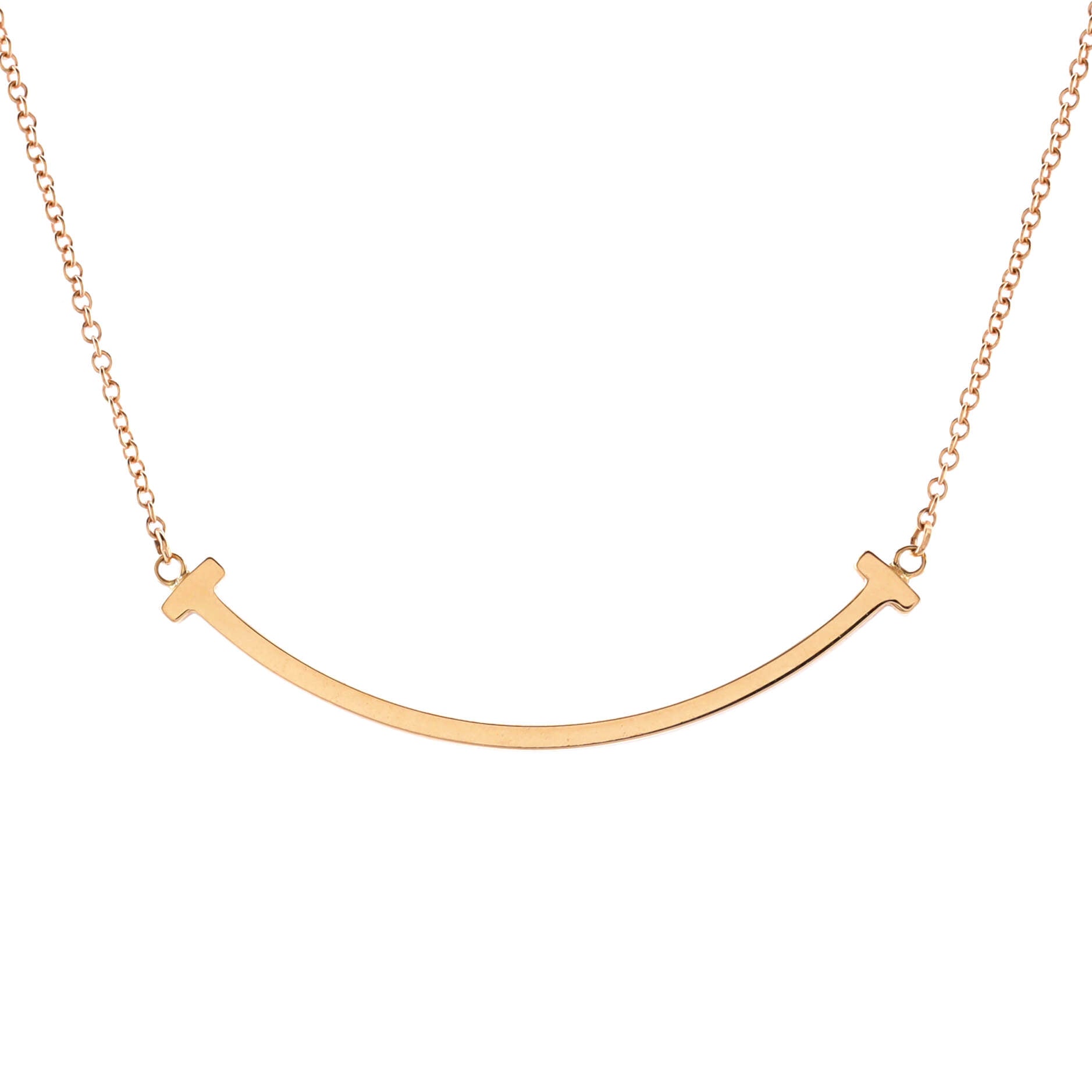 T Smile Pendant Necklace 18K Rose Gold Small