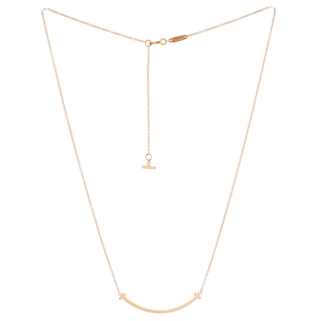 T Smile Pendant Necklace 18K Rose Gold Small