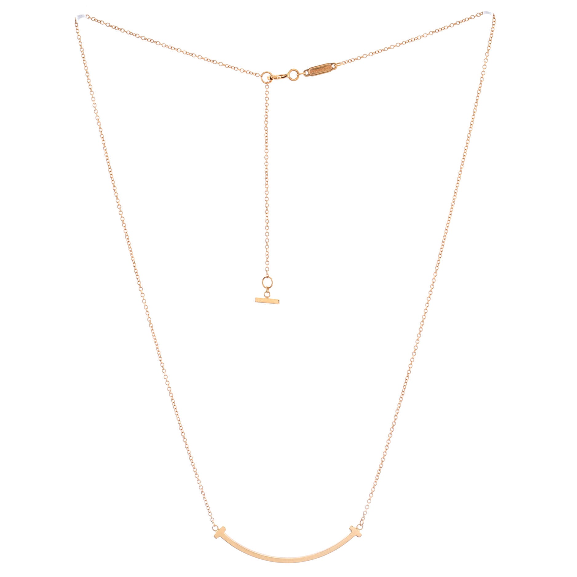 T Smile Pendant Necklace 18K Rose Gold Small