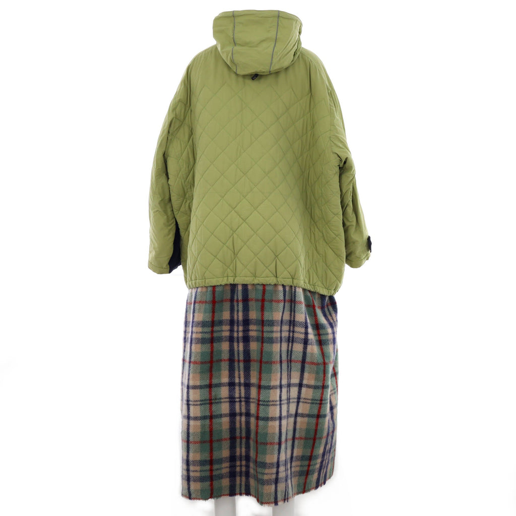 Women's Fringe Scarf Hooded Jacket Quilted Polyester Blend and Wool