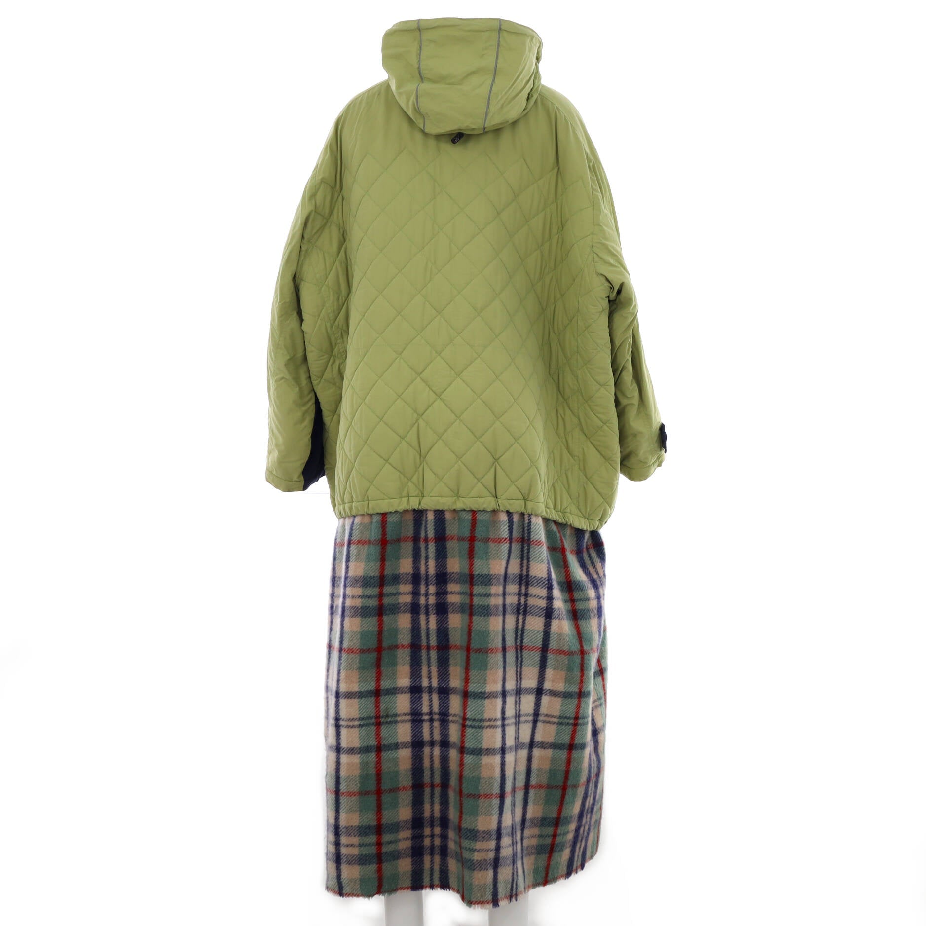 Women's Fringe Scarf Hooded Jacket Quilted Polyester Blend and Wool