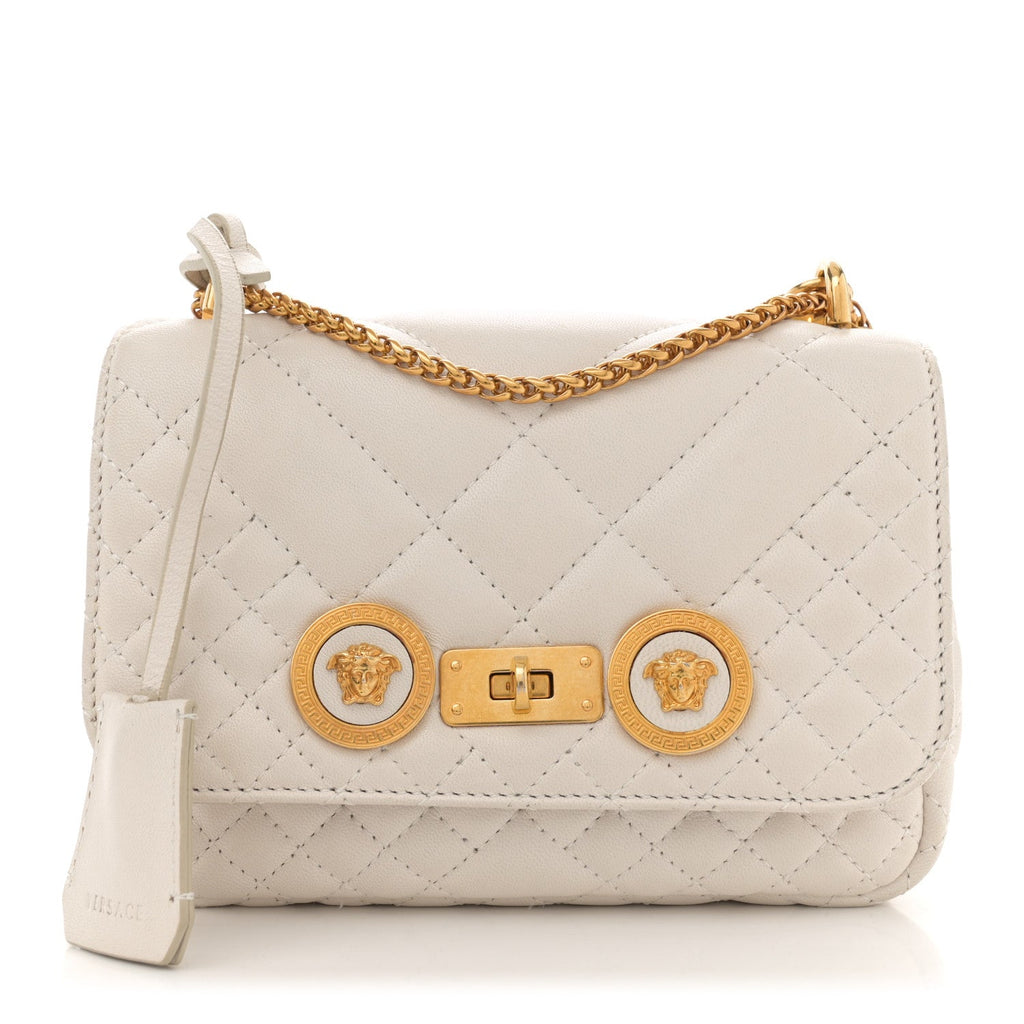 Nappa Quilted Icon Shoulder Bag White