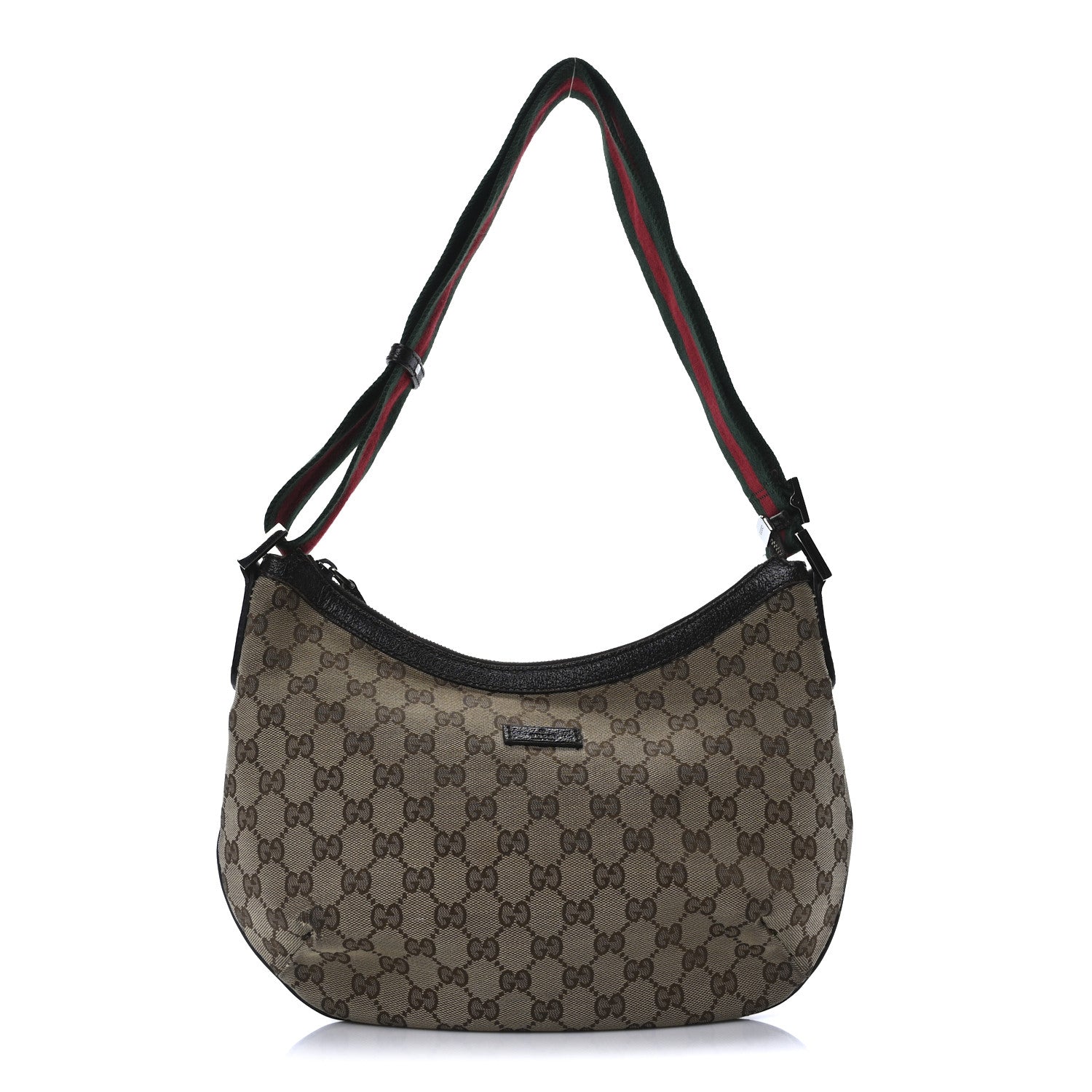 Monogram Web Medium Half Moon Hobo Dark Brown