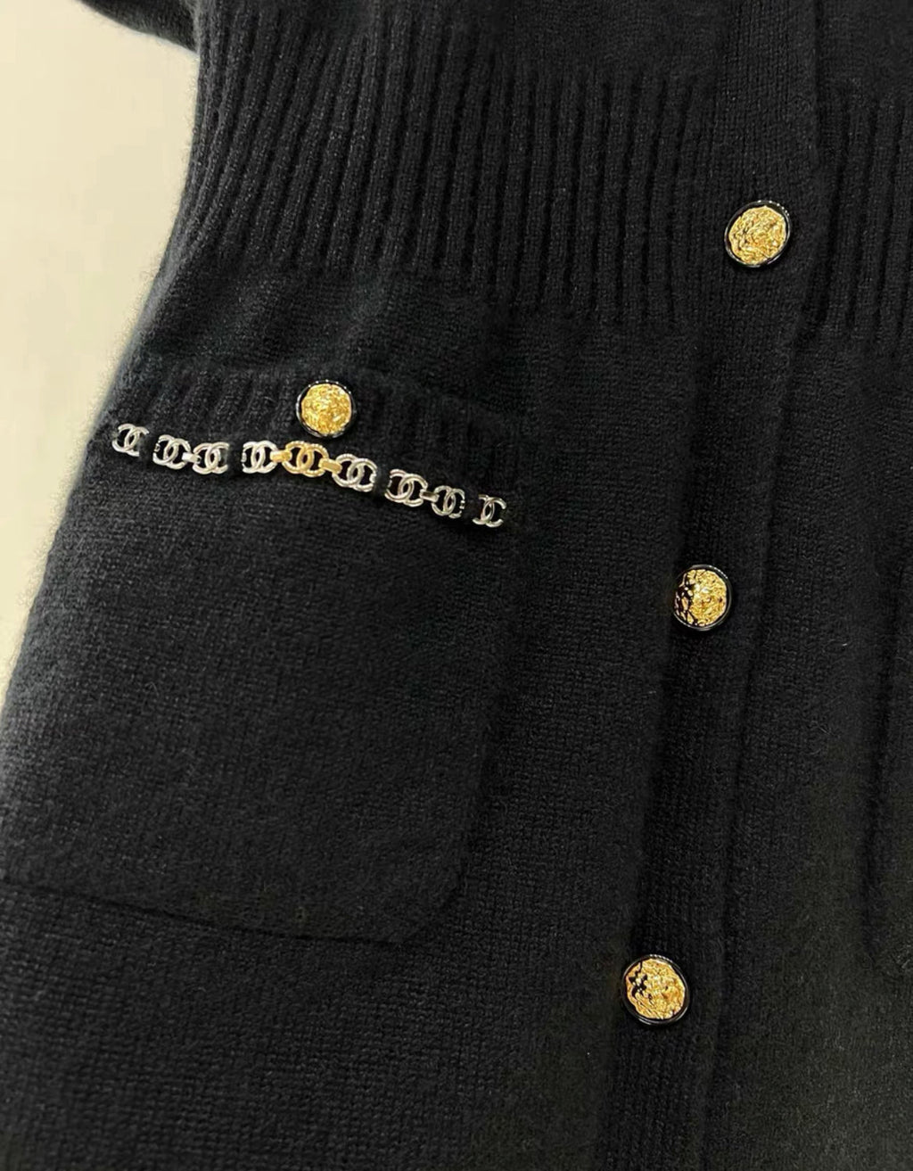 CHANEL 22B BLACK CASHMERE IGAN/ DRESS Size 38