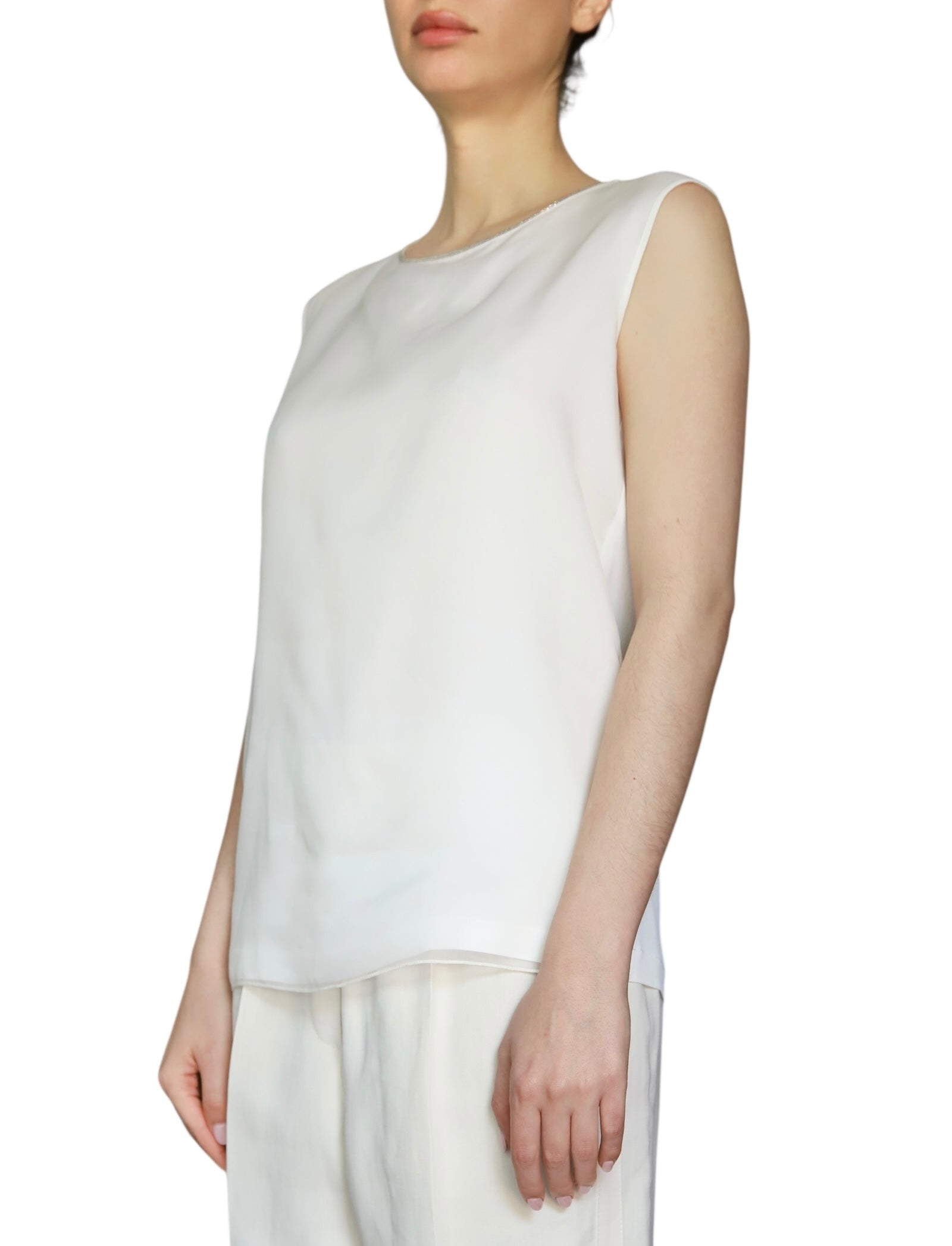 Fabiana Fillipi White Monili Silk Layered Tank - IT 42 / US 6 / S