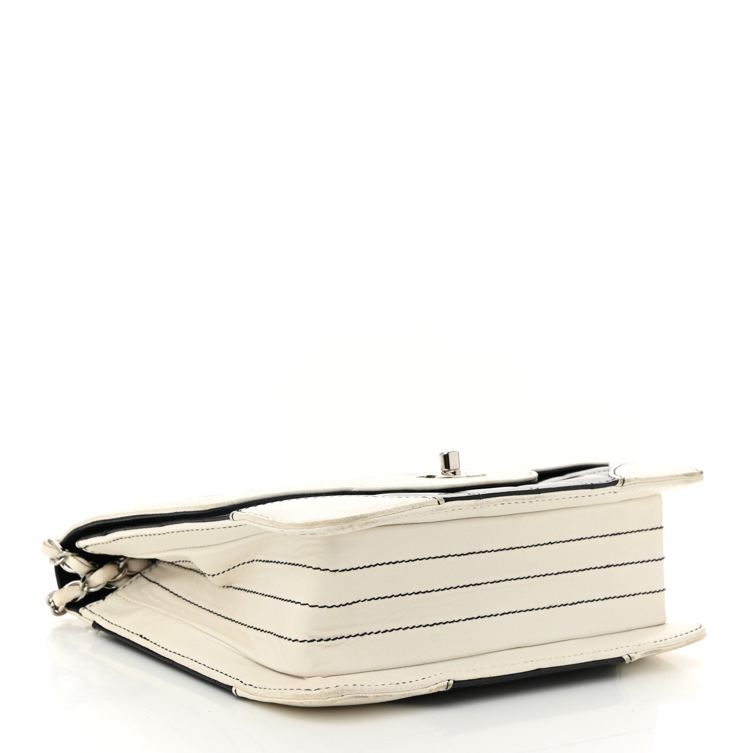 Lambskin Patent Chocolate Bar Flap Black White