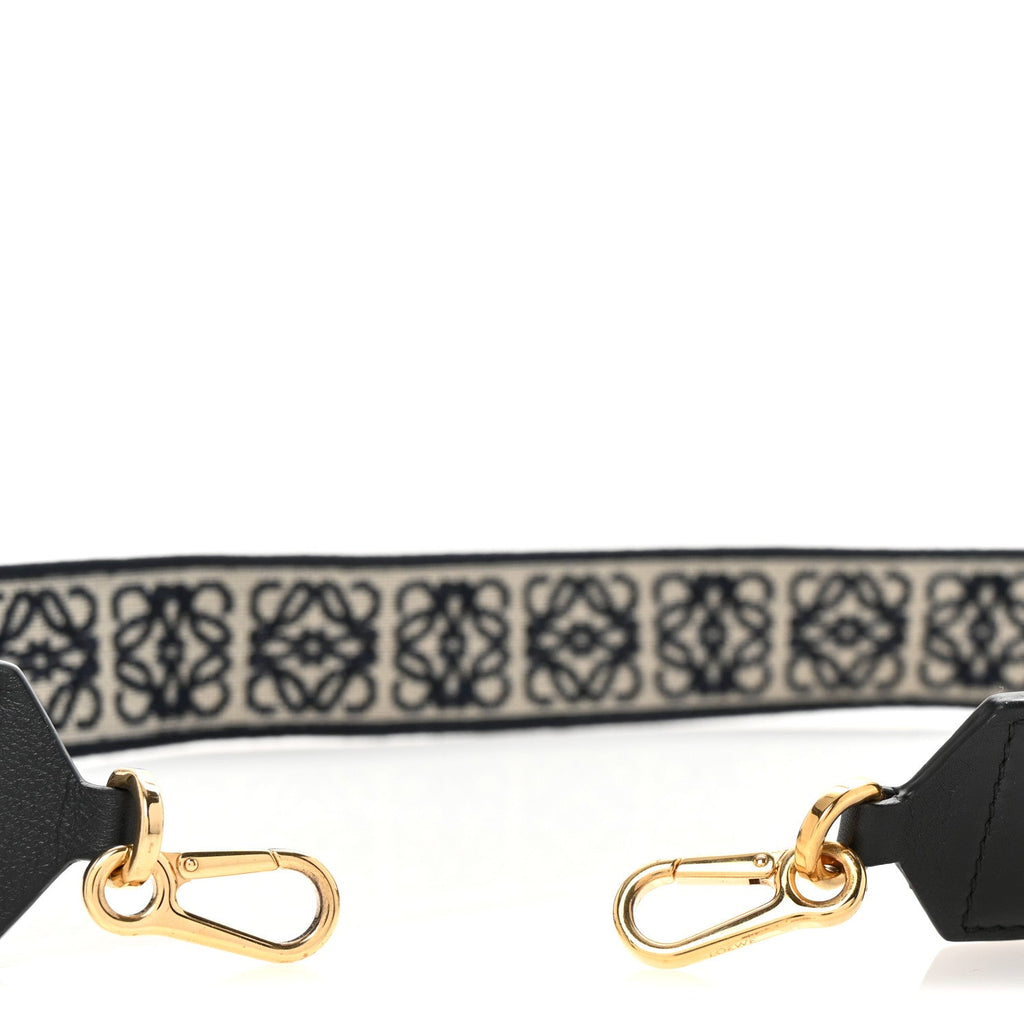 Calfskin Jacquard Anagram Strap Navy Black