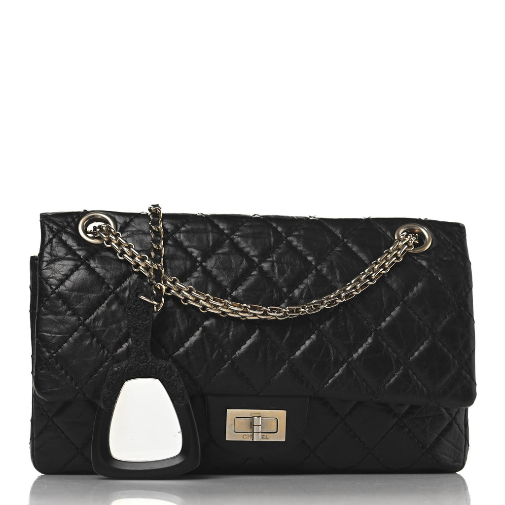 Aged Calfskin Quilted 2.55 Reissue 225 Flap Black