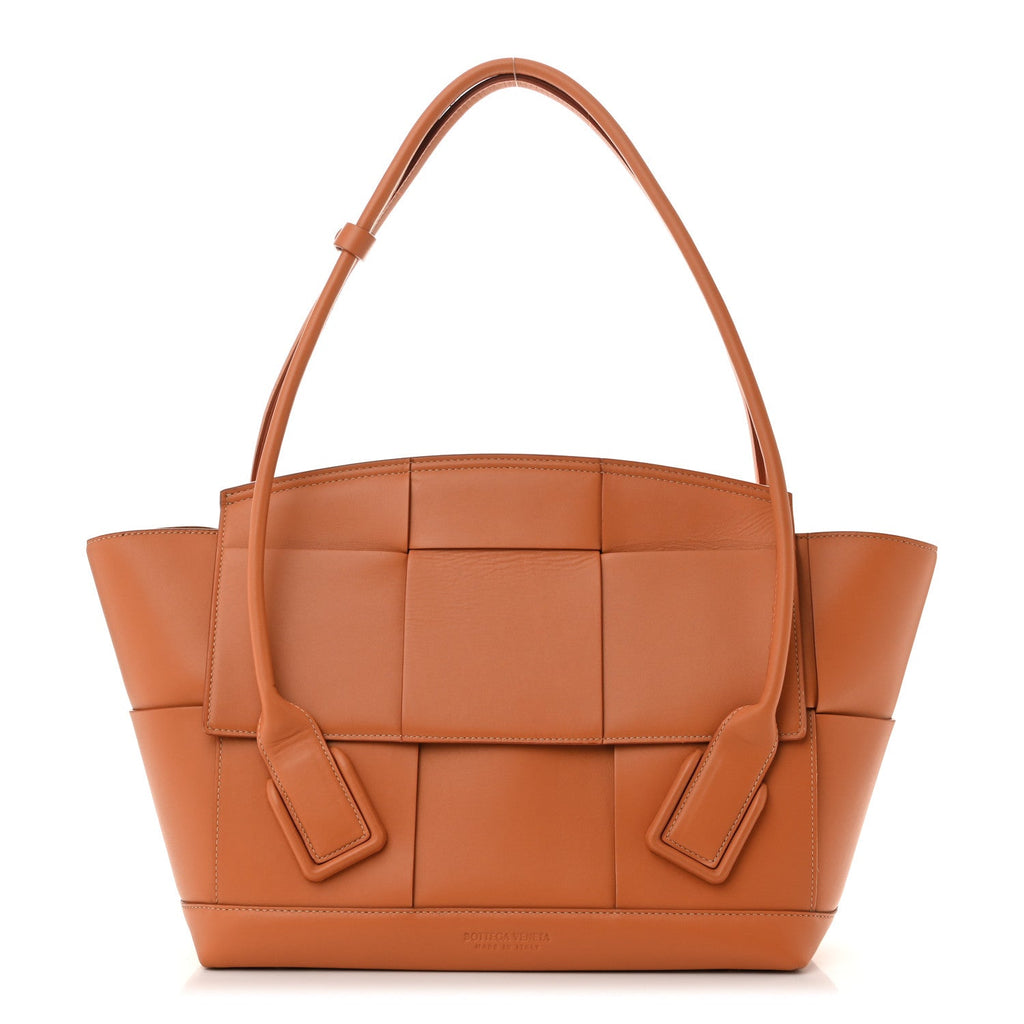 French Calfskin Maxi Intrecciato Medium Arco Caramel